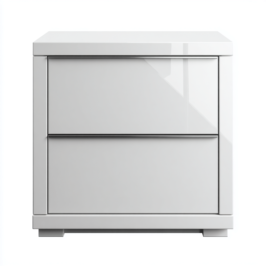 Commode rangement MDF finition brillante 50x40x45 cm - blanc - pour salon - style moderne-Ratilyinterior