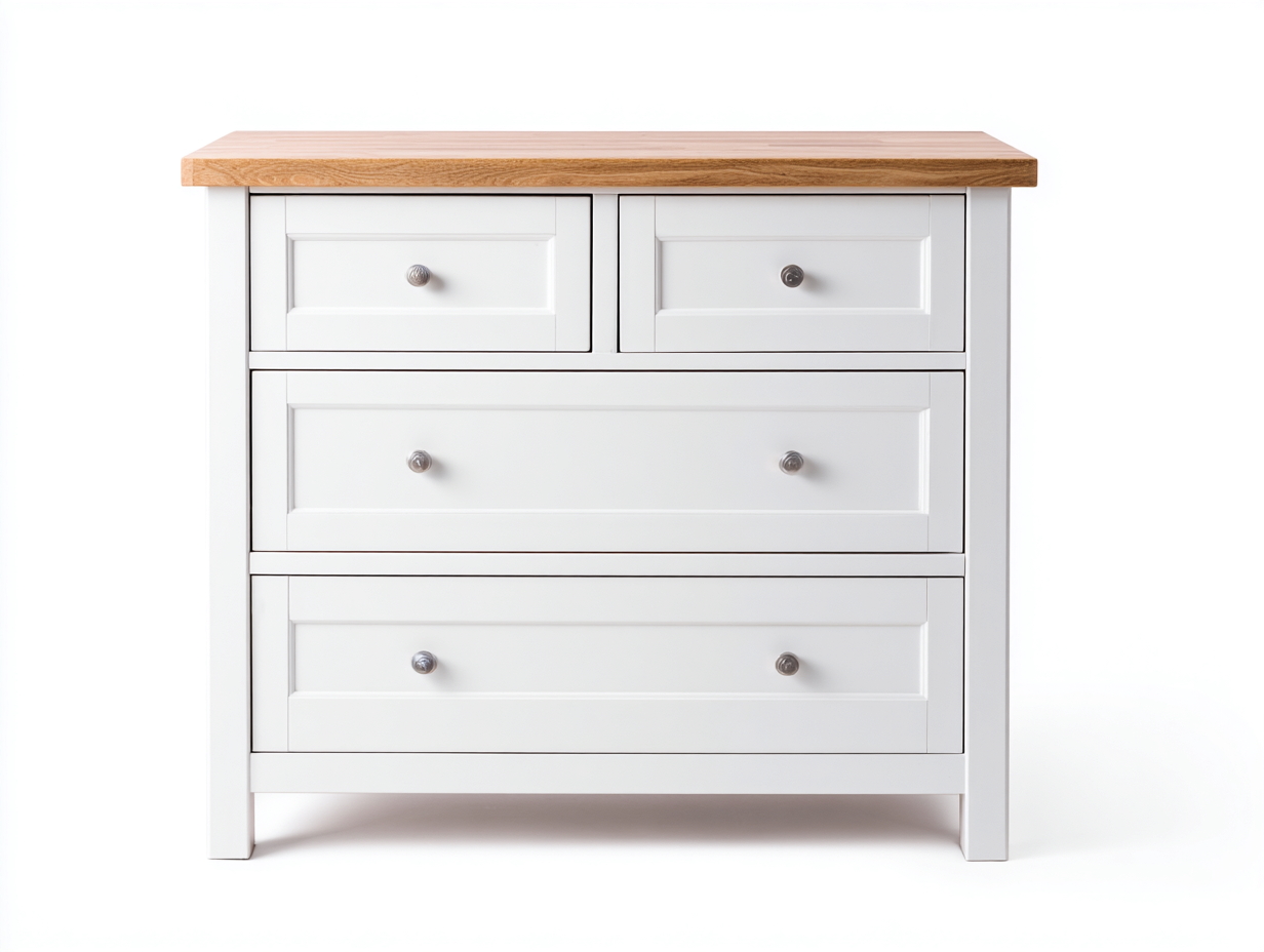 Cassettiera-Legno-Metallo-114x44x86 cm-Bianco-Legno-Design classico