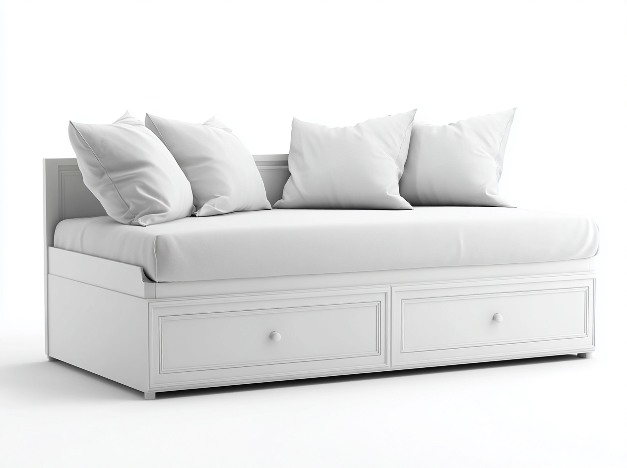 Divano letto - Legno-Tessuto - 210x92x82 cm - Bianco - Classico