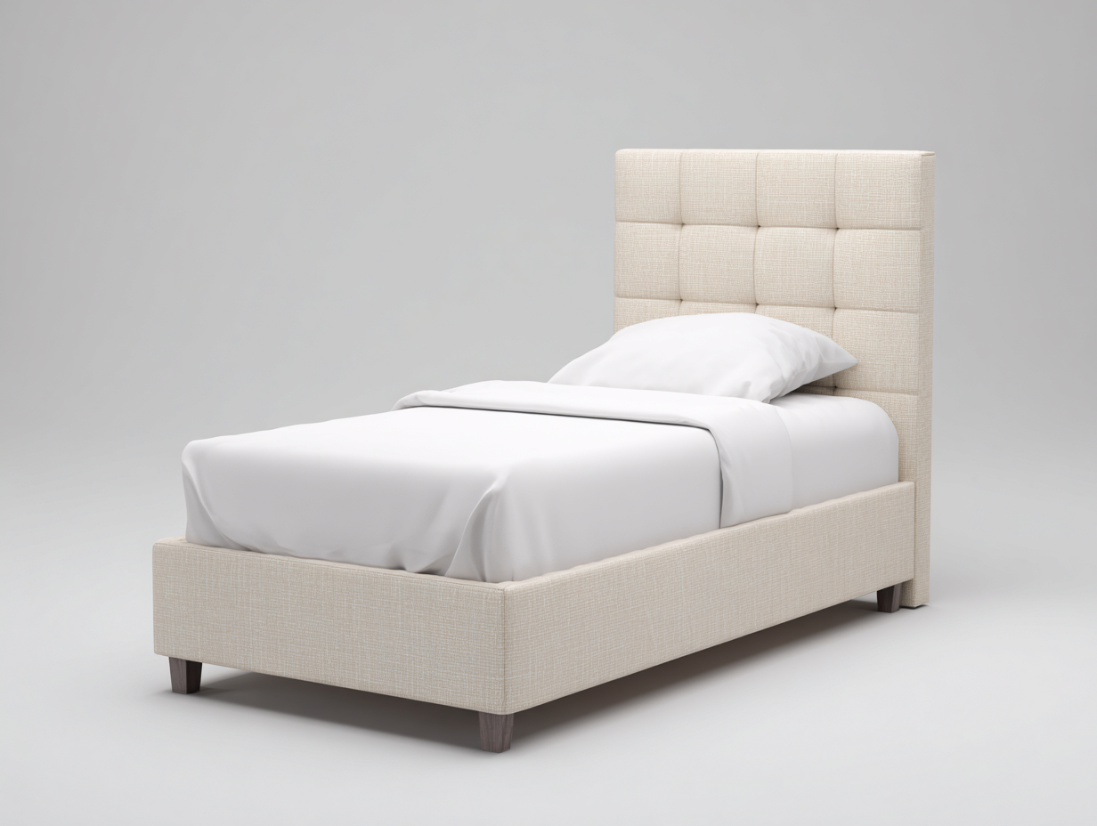 Letto singolo-Tessuto-206x96x112 cm-Beige-Design moderno