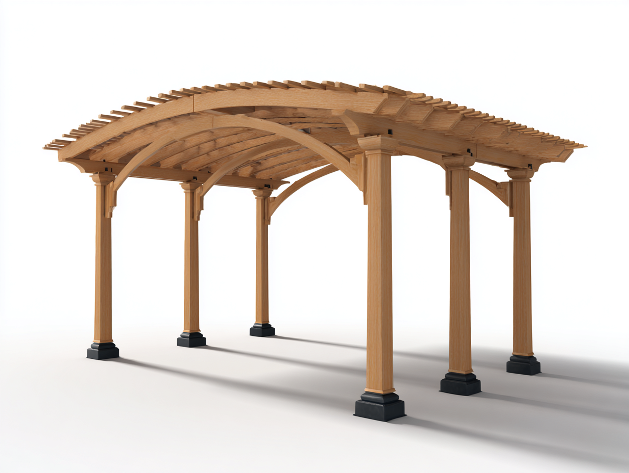 Pergola da giardino - legno-metallo - 460x330x265 cm - rovere chiaro-nero - stile classico ad arco