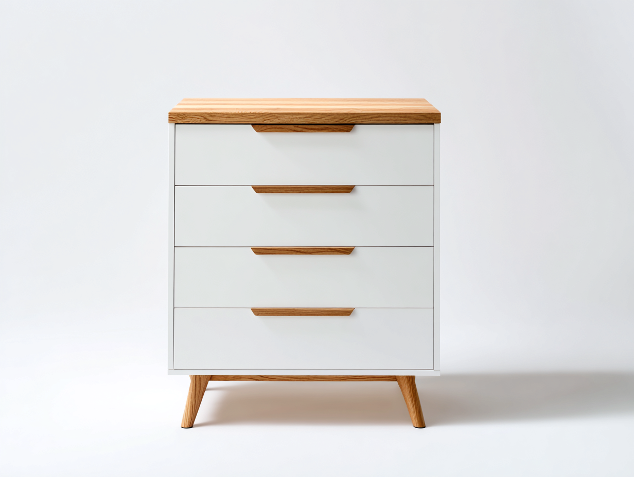 Cassettiera-Legno-83x40x88 cm-Bianco-Legno-Design moderno