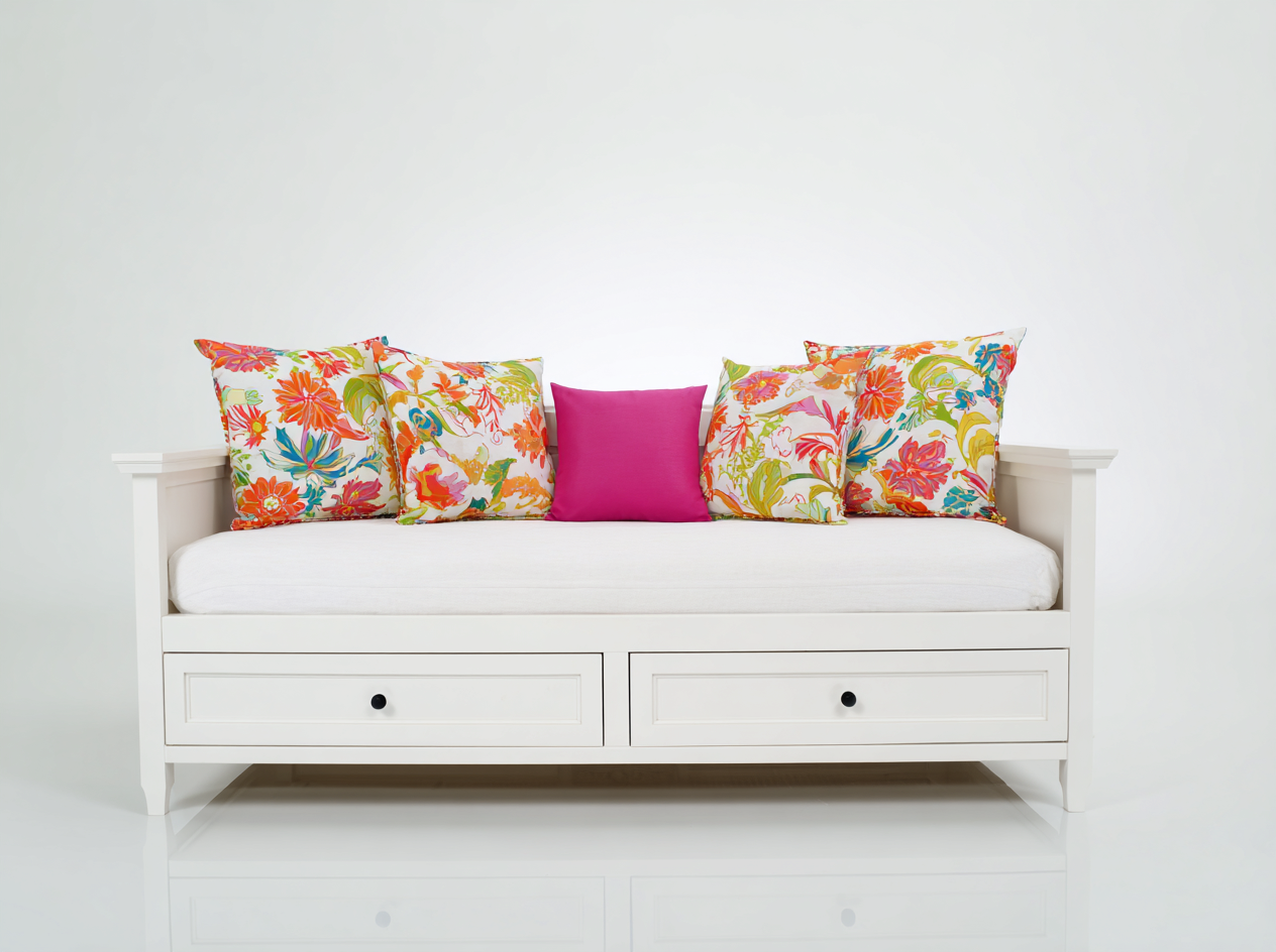 Divano letto - Legno-Tessuto - 205x89x81 cm - Bianco - Classico