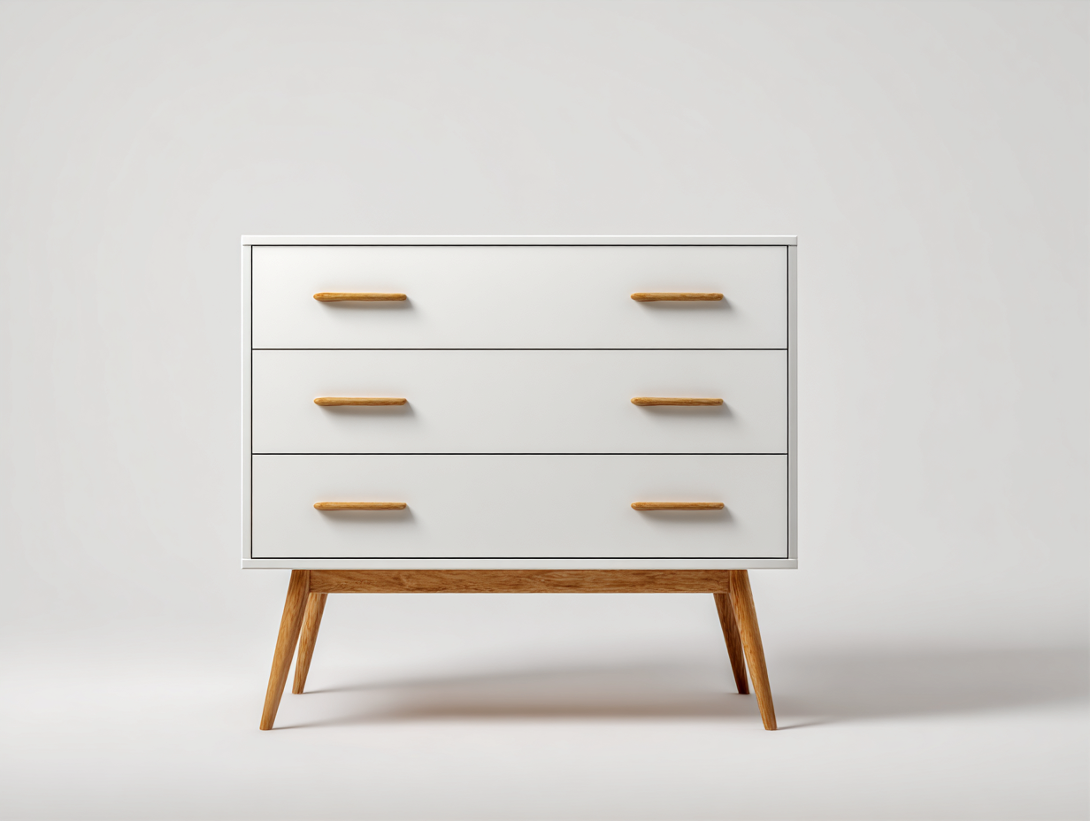 Cassettiera-Legno-100x40x75 cm-Bianco-Legno-Design moderno