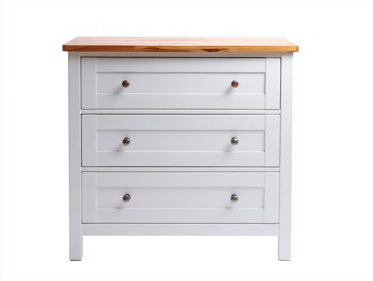 Cassettiera-Legno-Metallo-112x44x85 cm-Bianco-Legno-Design classico