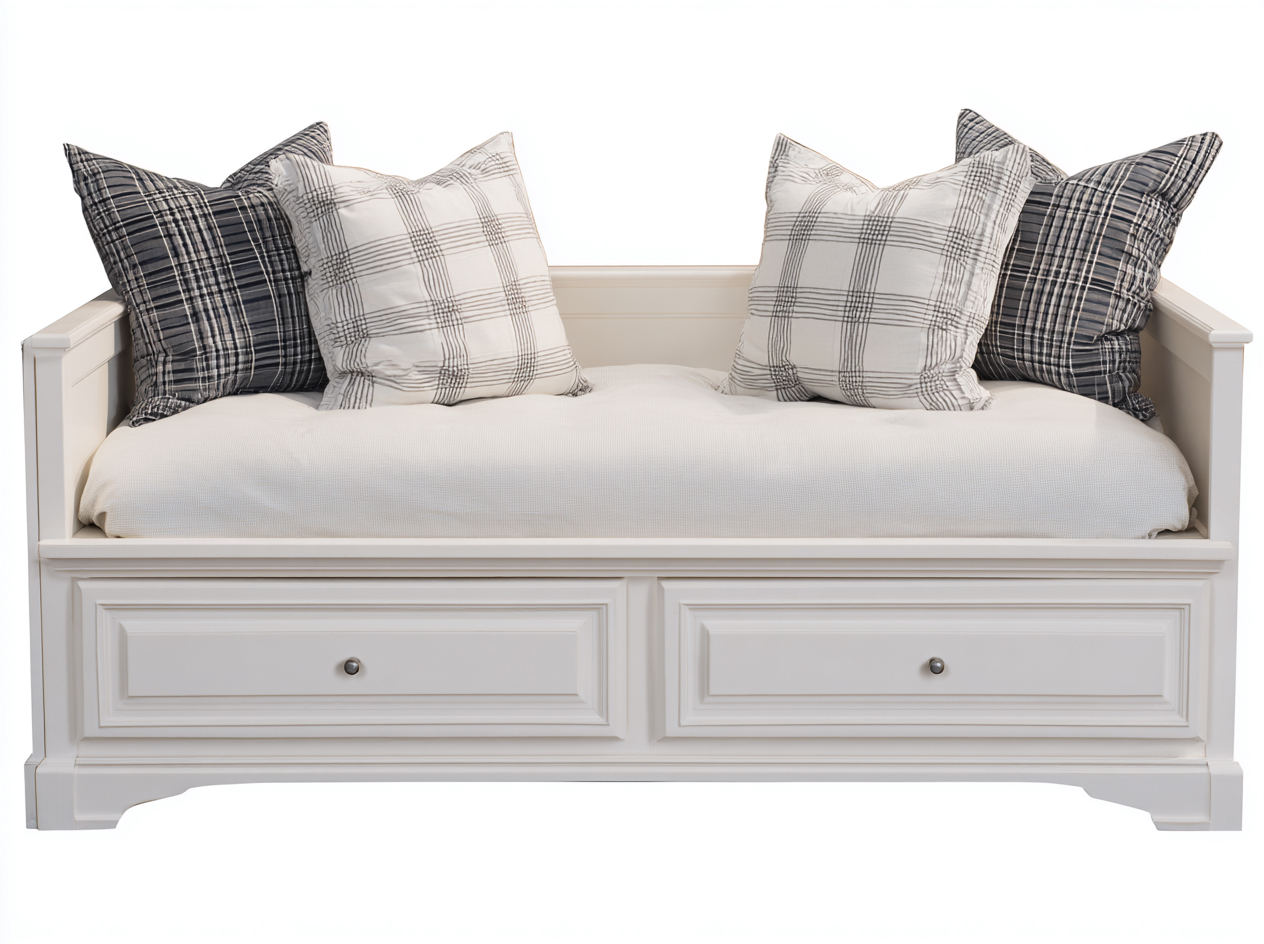 Divano letto - Legno-Tessuto - 210x92x85 cm - Bianco - Classico