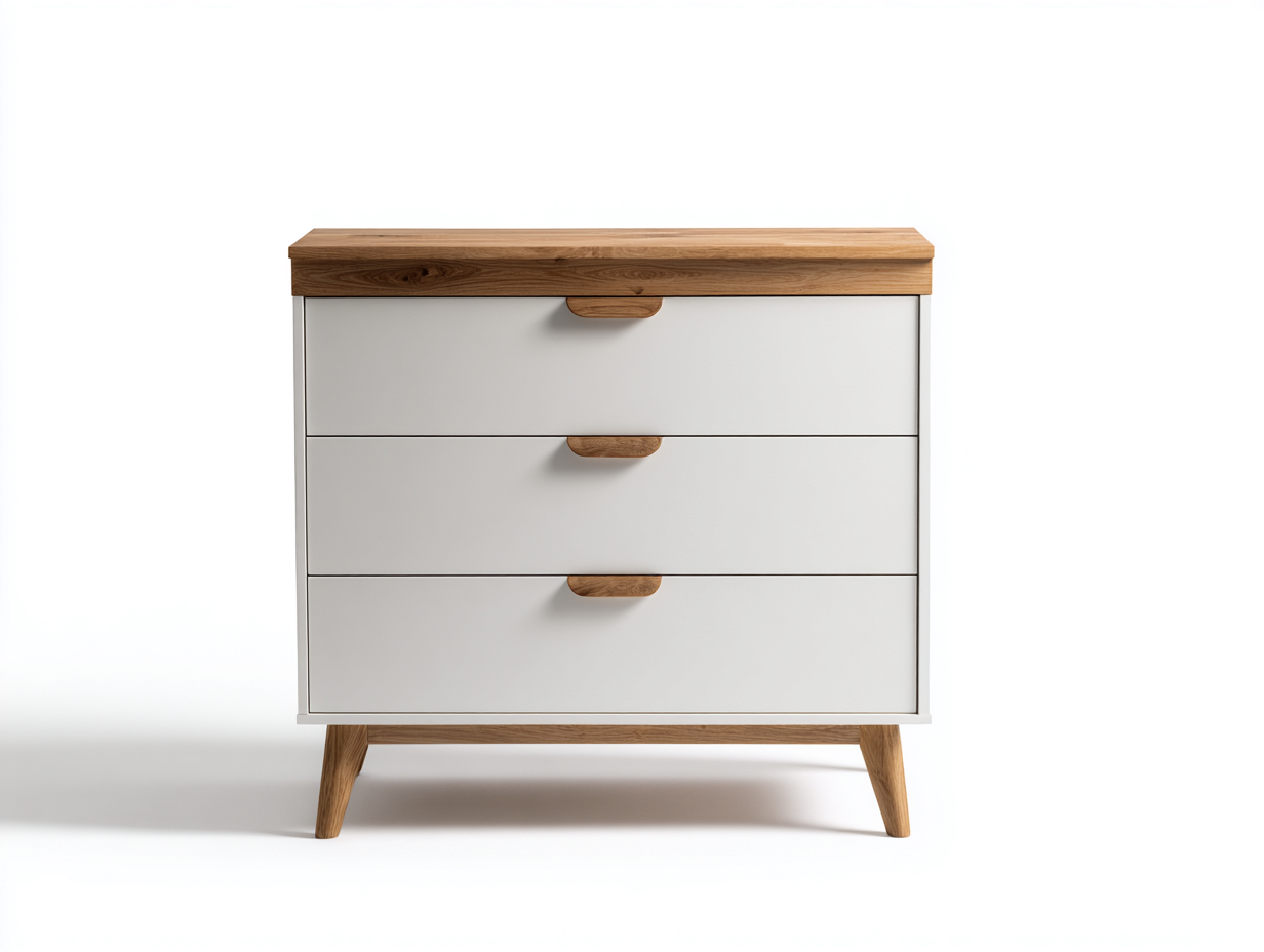 Cassettiera-Legno-106x41x81 cm-Bianco-Legno-Design moderno