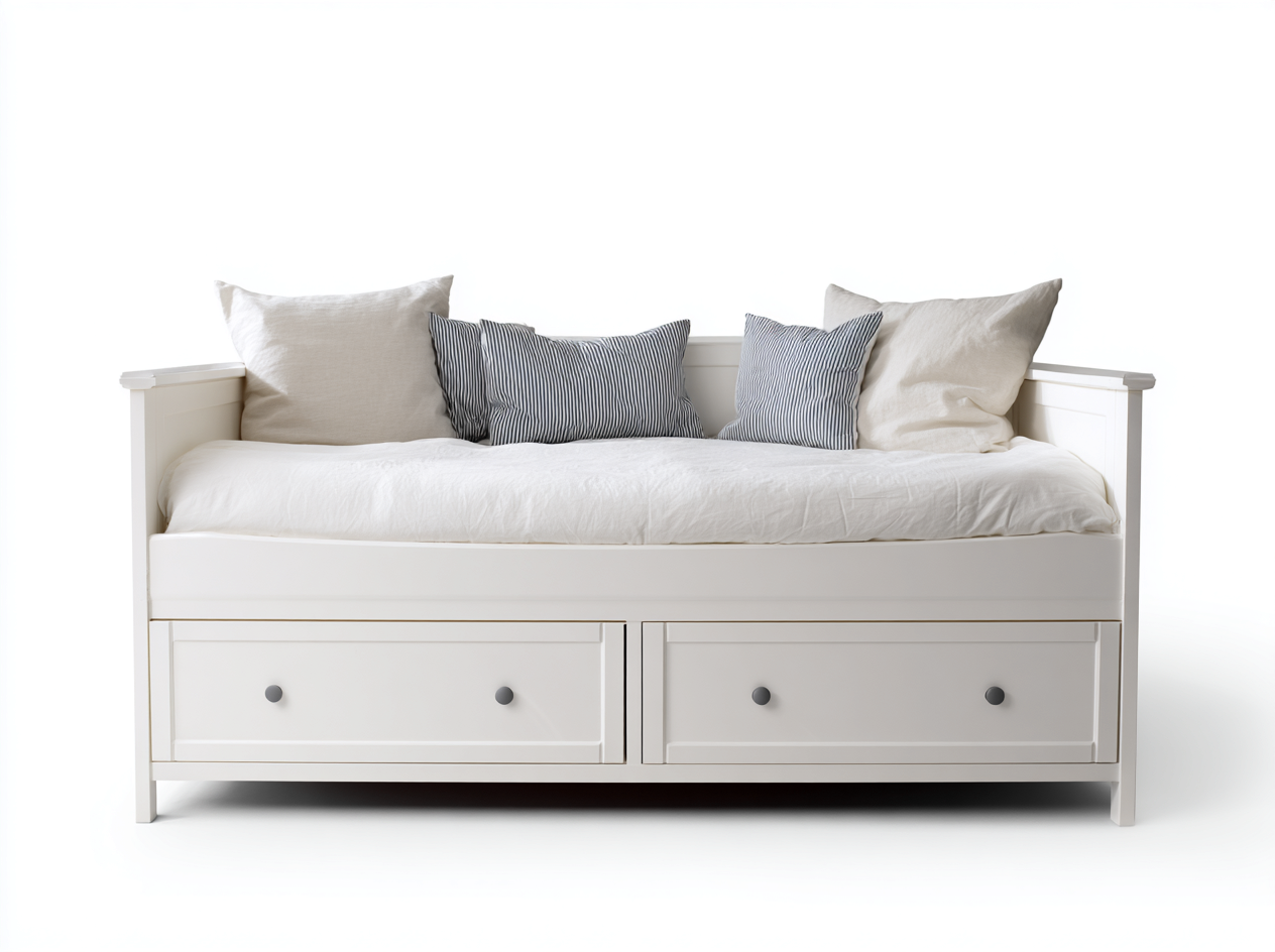 Divano letto - Legno-Tessuto - 207x90x82 cm - Bianco - Classico