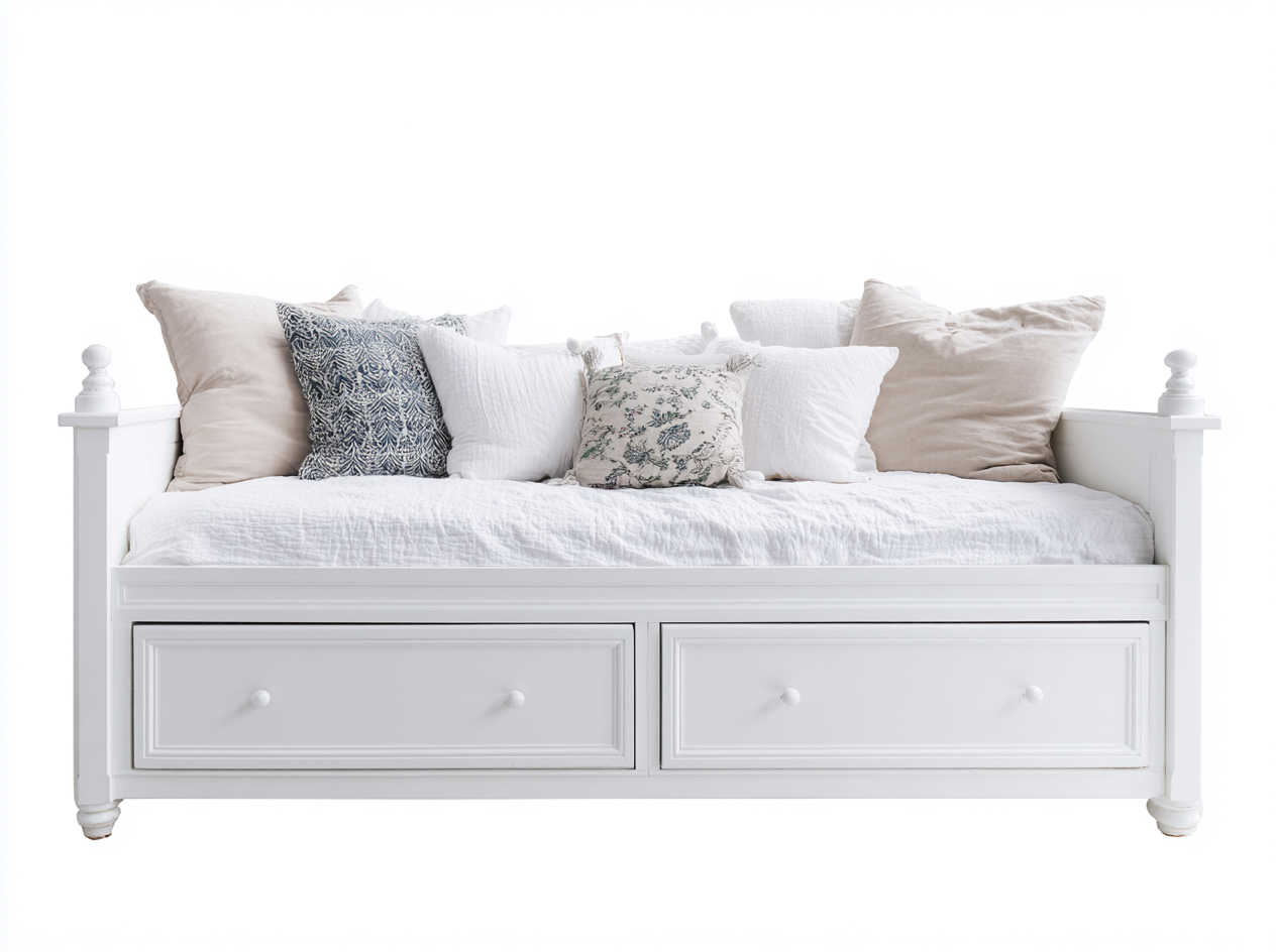Divano letto - Legno-Tessuto - 211x92x87 cm - Bianco - Classico