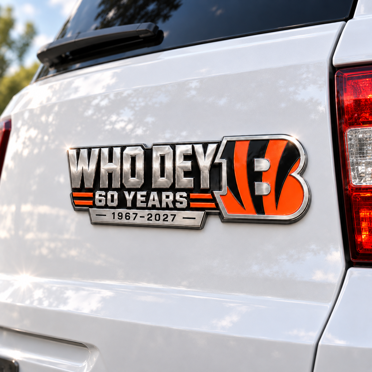 🐯 WHO DEY 60 Years 1967–2027 3D Metal Car Emblem