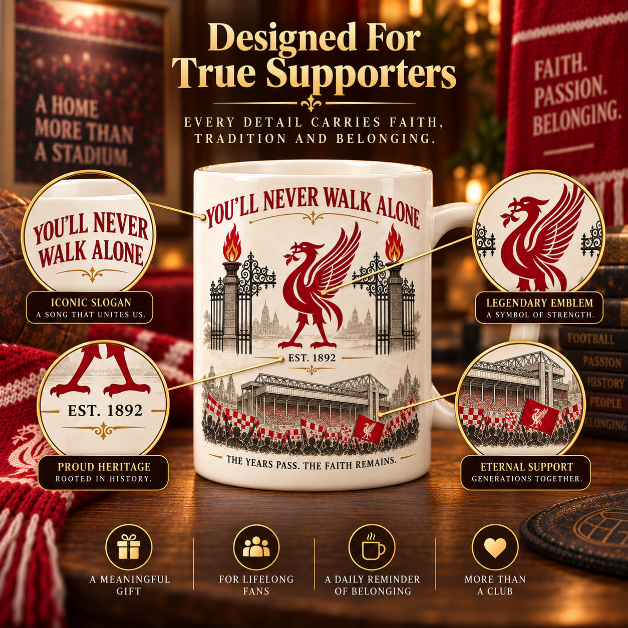 ⚽ You’ll Never Walk Alone – Heritage Football Supporter Mug