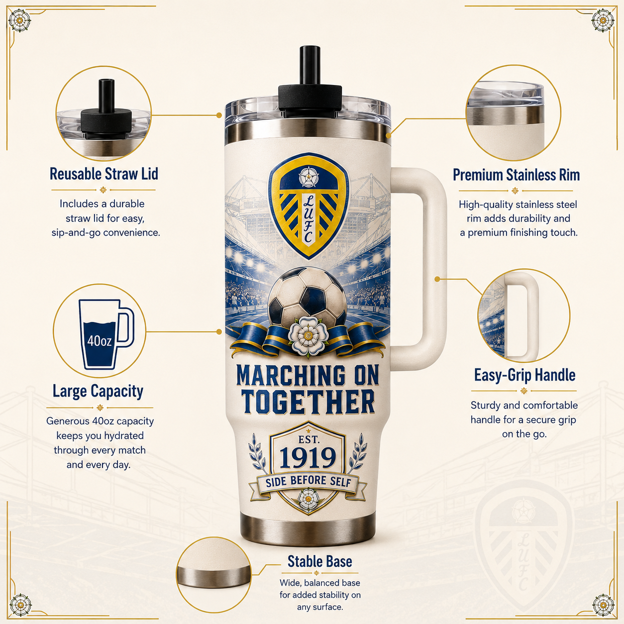 ⚽💙 Marching On Together Heritage Insulated Tumbler – EST. 1919 Supporter Gift