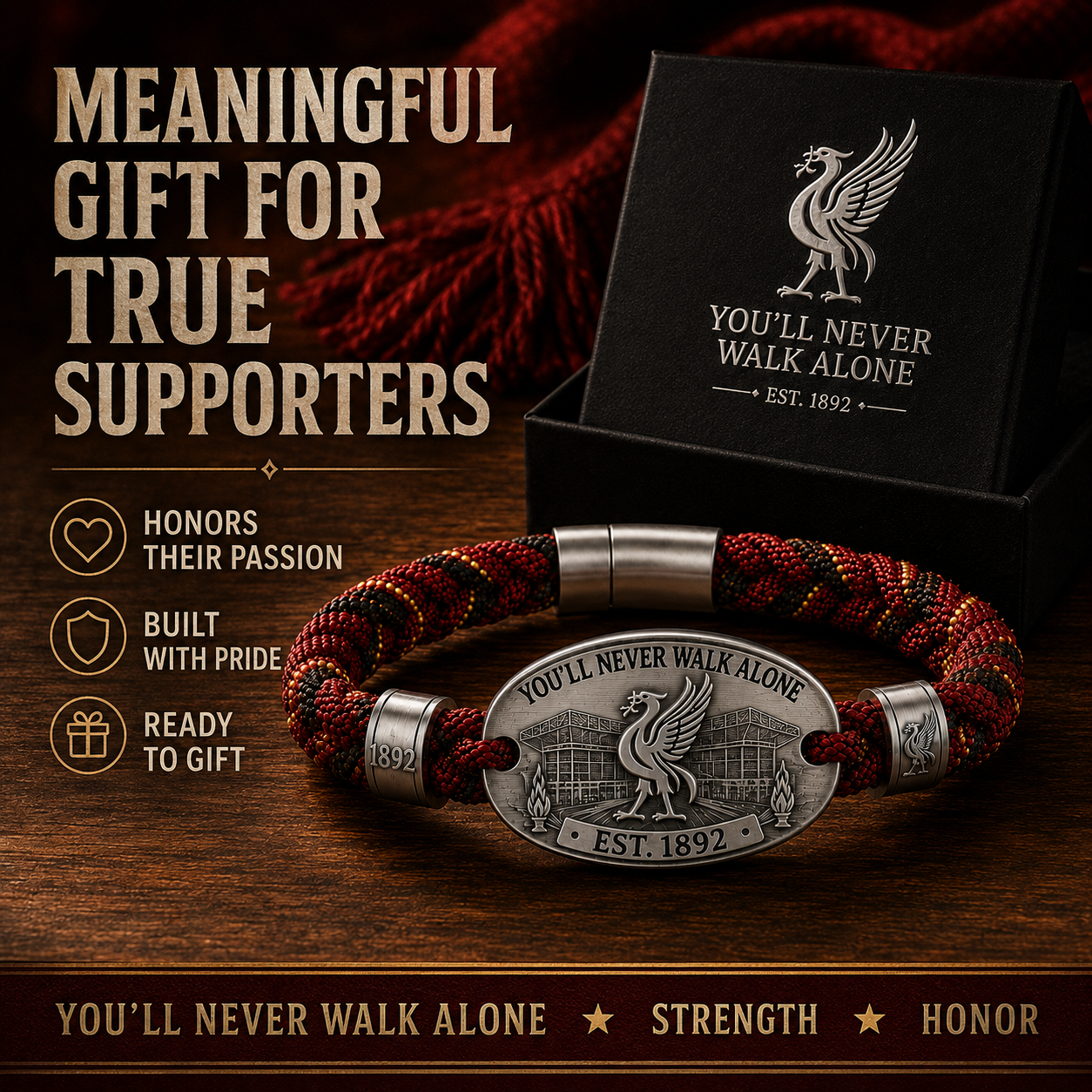 ❤️ You’ll Never Walk Alone Braided Bracelet – Heritage Supporter Gift