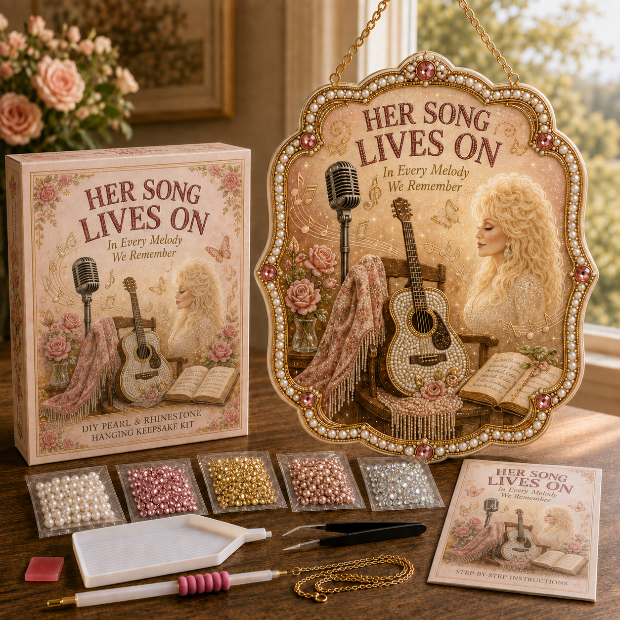 ✨ Her Song Lives On DIY Pearl & Rhinestone Hanging Keepsake Kit