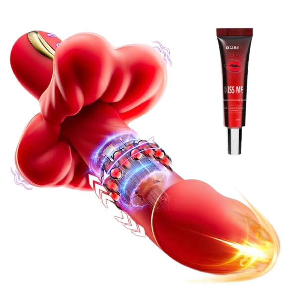 💥🔥2026 Upgraded Thrusting Vibrator Rabbit Dildo G-spot Sex Toys with Rotating Beads -👄Crimson Vortex™🔥