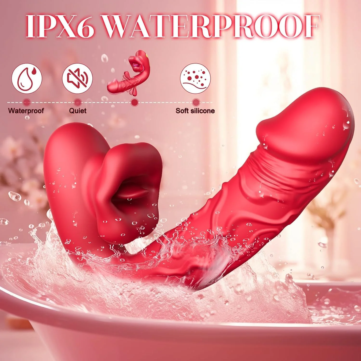 💥🔥2026 Upgraded 360° Licking Mouth Flesh Silicone Dildos, 2.0 Thrusting Dildo Tongue Sex Toys - 👅Scarlet Tyrant™🔥