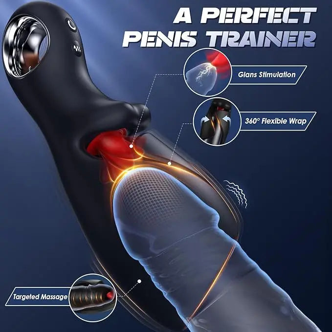 Smart AI Male Masturbator - App Controlled Tongue Vibrator & Penis Stroker