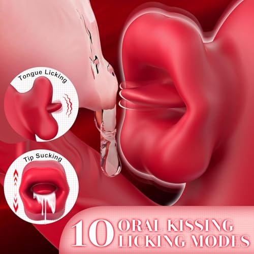 💥🔥2026 Upgraded 360° Licking Mouth Flesh Silicone Dildos, 2.0 Thrusting Dildo Tongue Sex Toys - 👅Scarlet Tyrant™🔥