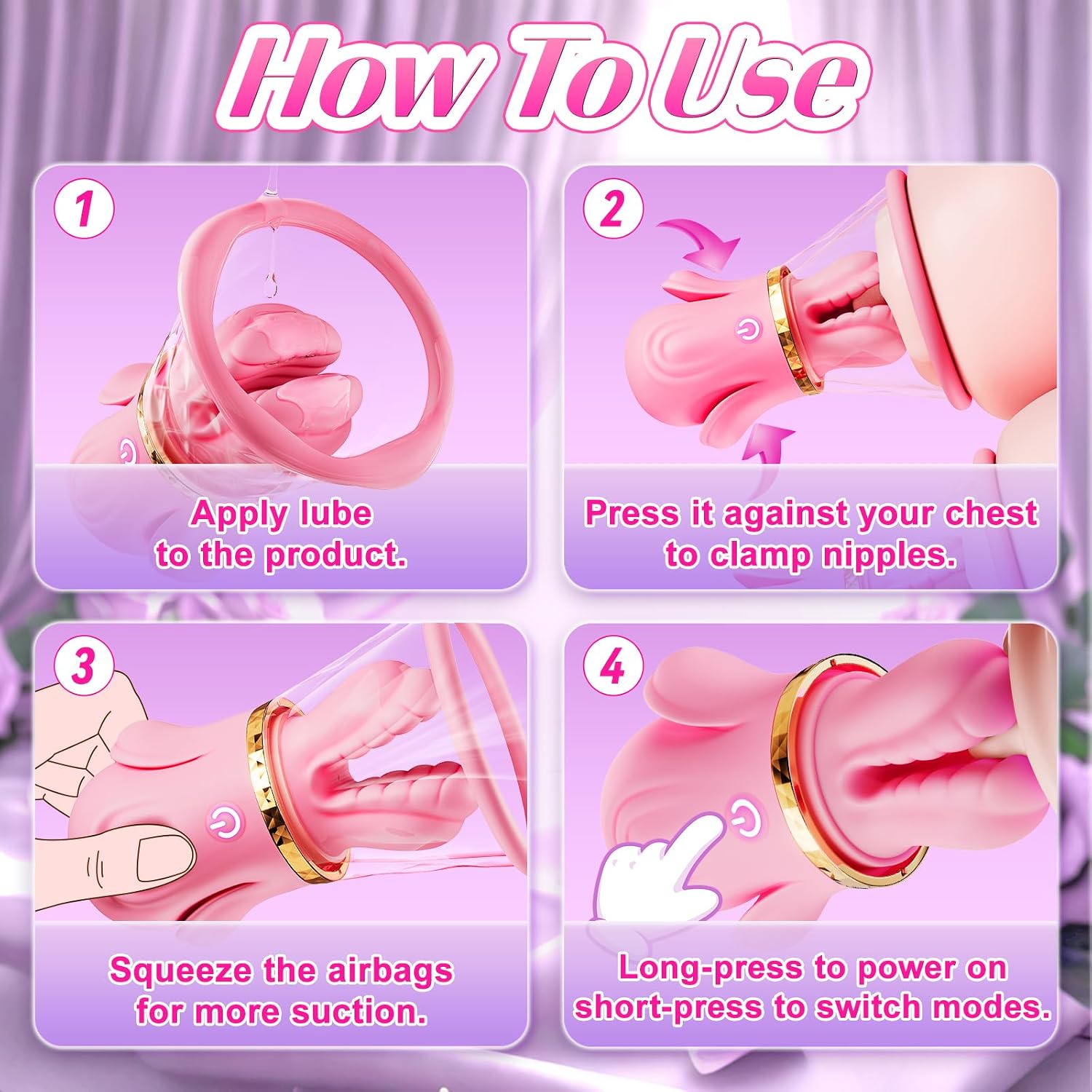 🌹 Lustora™ – 2026 Upgraded Rose Nipple Suckers, 2-in-1 Detachable Nipple Clamps with Thick Soft Silicone for Women & Couples