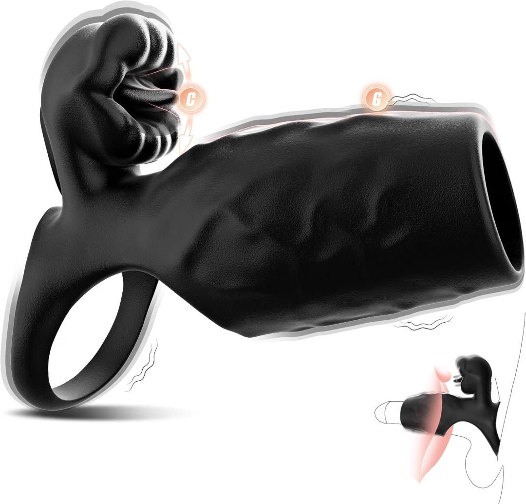 🔥2026 Upgrade Penis Massager - Nervion™ 9-Mode Vibrating Cock Ring & Tongue Licking Sleeve💥
