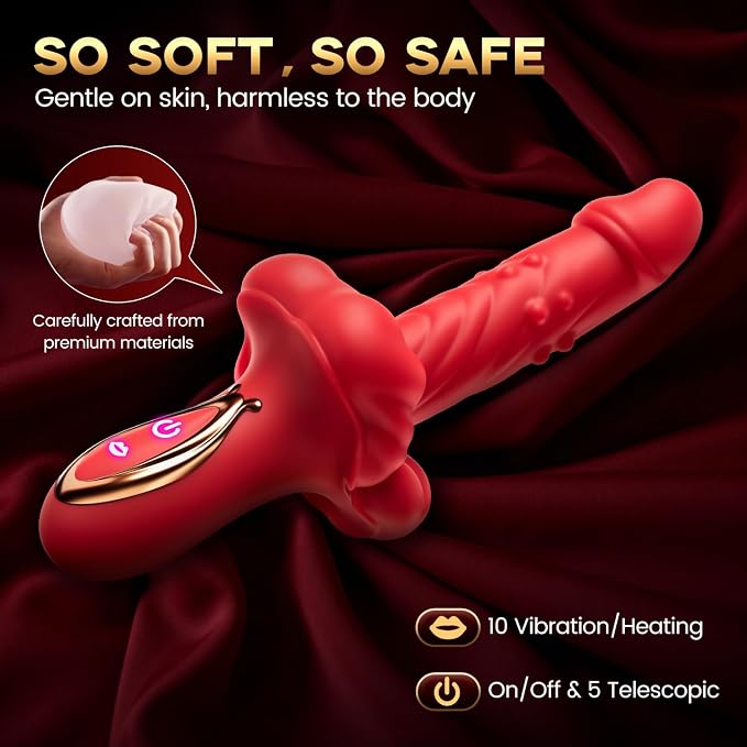 💥🔥2026 Upgraded Thrusting Vibrator Rabbit Dildo G-spot Sex Toys with Rotating Beads -👄Crimson Vortex™🔥