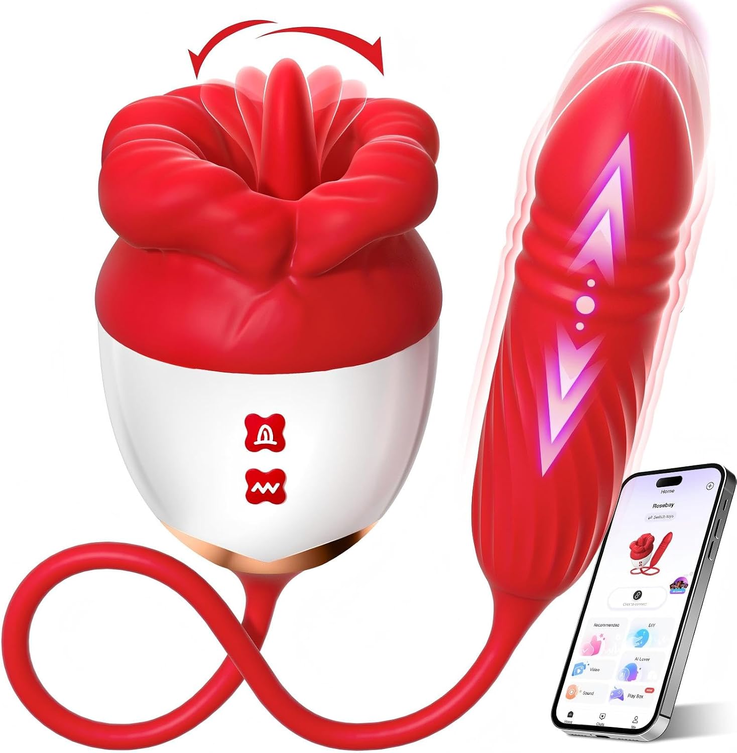 Pétale — Dual-Motion Rose Stimulator.A flickering tongue outside. A rhythmic pulse within. One bloom, two sensations.