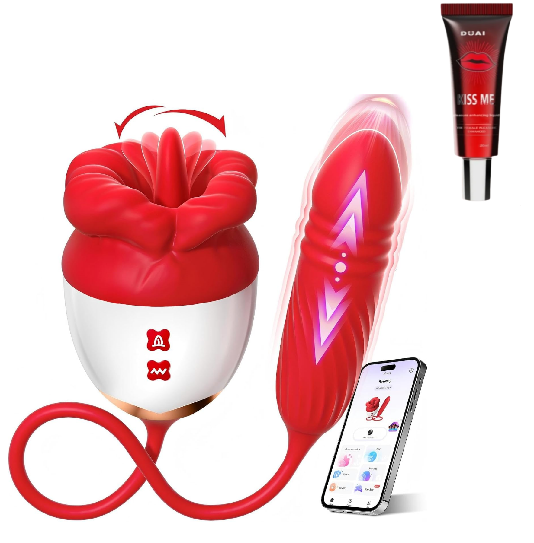 🌹Pétale — Dual-Motion Rose Stimulator.A flickering tongue outside. A rhythmic pulse within. One bloom, two sensations.