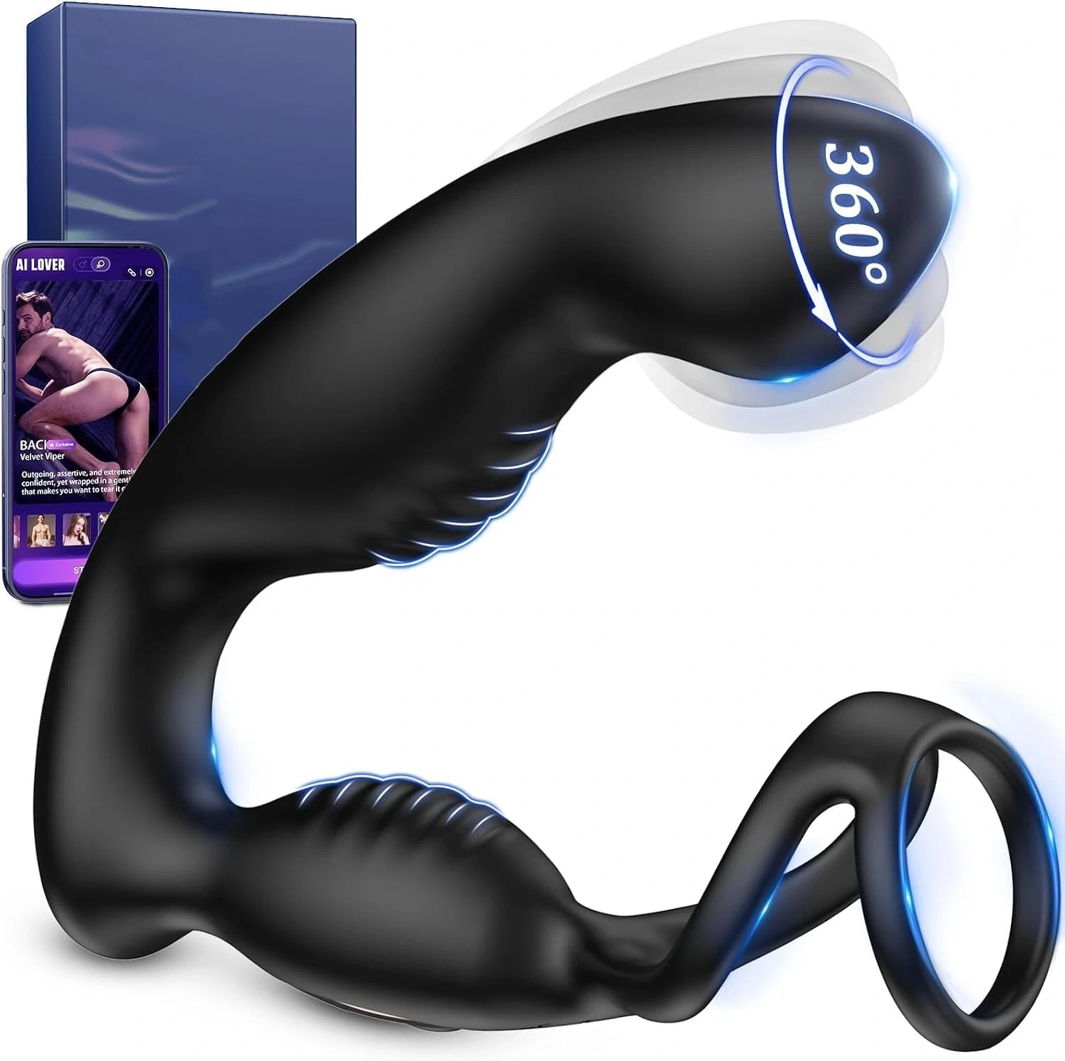 Pyrrha™360° Rotating 5-in-1 Butt Plug with Cock Ring, 10 Modes & AI App Control