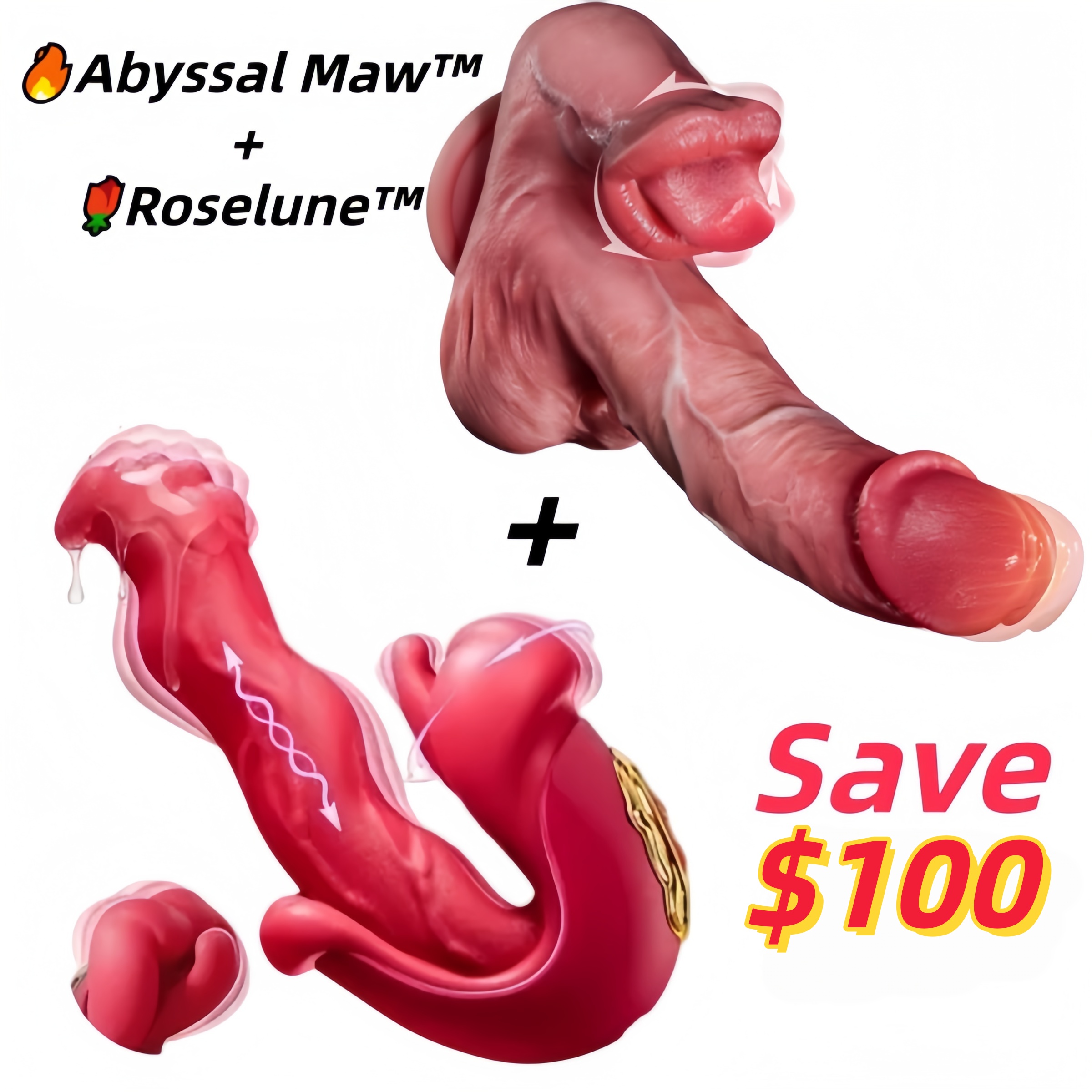 💥🔥2026 Upgraded 360° Licking Mouth Flesh Silicone Dildos, 2.0 Thrusting Dildo Tongue Sex Toys -👅Abyssal Maw™🔥