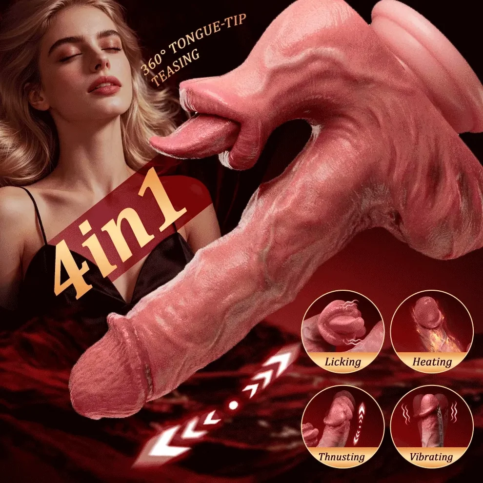💥🔥2026 Upgraded 360° Licking Mouth Flesh Silicone Dildos, 2.0 Thrusting Dildo Tongue Sex Toys -👅Abyssal Maw™🔥