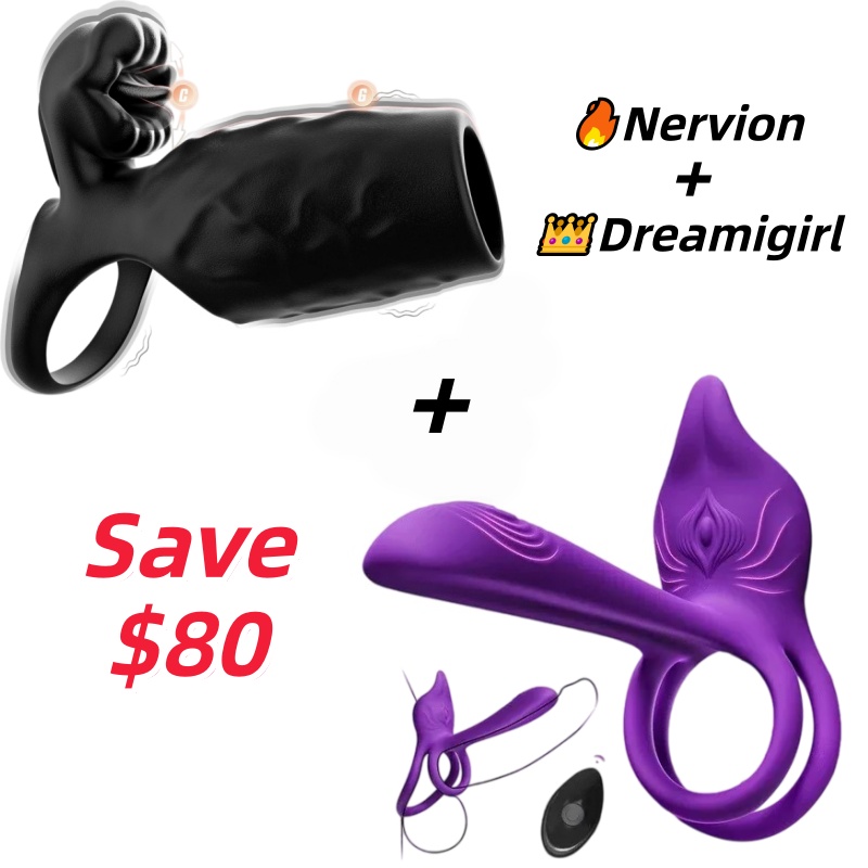 🔥2026 Upgrade Penis Massager - Nervion™ 9-Mode Vibrating Cock Ring & Tongue Licking Sleeve💥