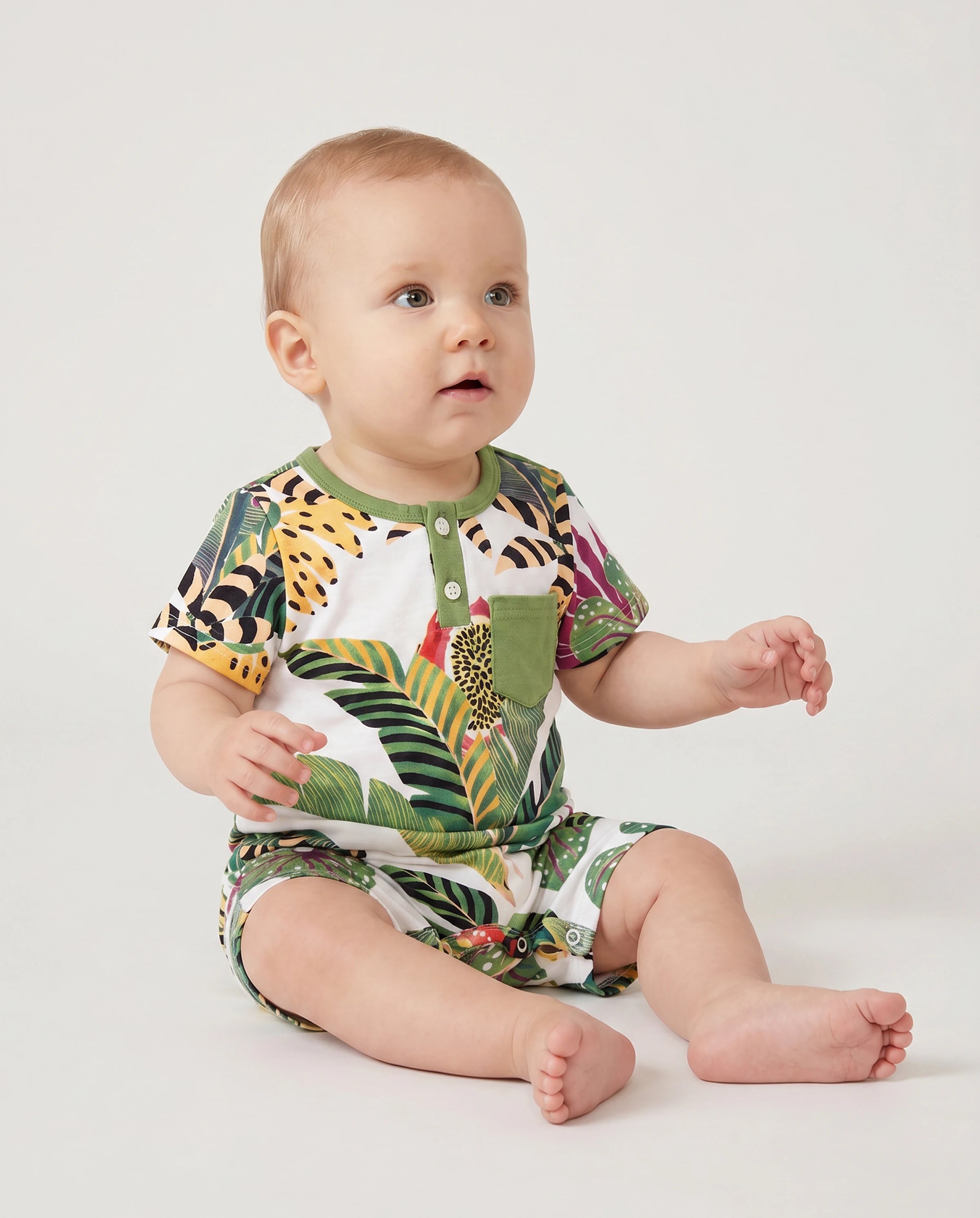 Family Matching Tropical Floral Print Short-sleeve Top or Camisole Dress Set Multi-color