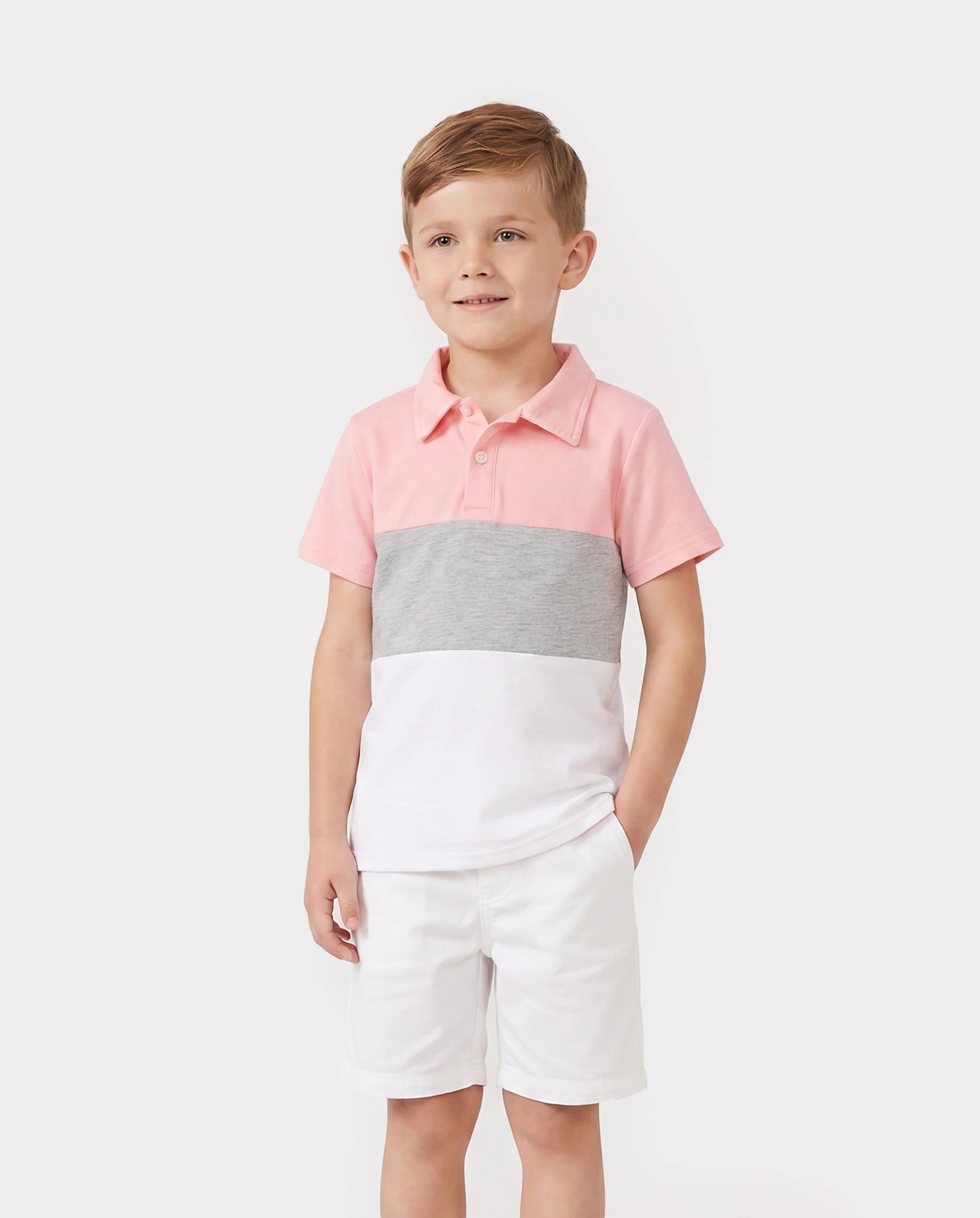 Family Matching Pink Sleeveless Splicing Floral Print Midi Dresses and Colorblock Short-sleeve Polo Shirts Sets Pink