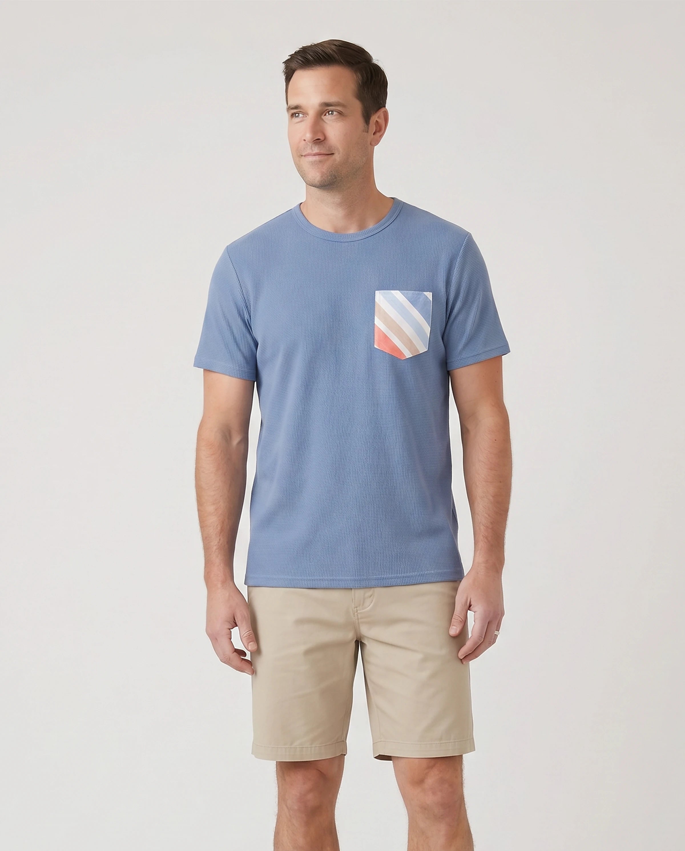 Family Matching Blue Short-sleeve Tee or Colorful Stripe Camisole Dress Multi-color