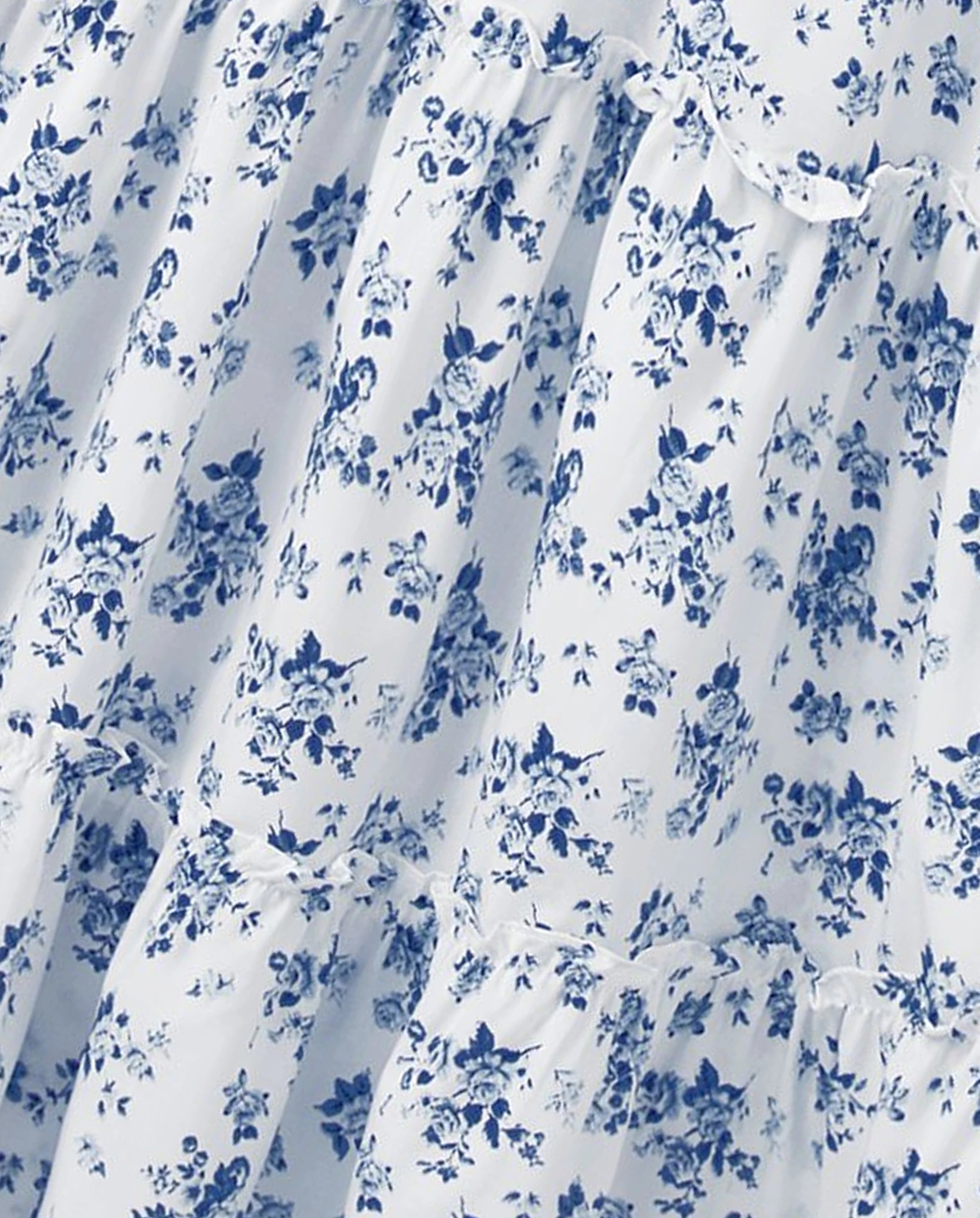 Family Matching Outfit: Floral Smocking Casual Suit BLUEWHITE