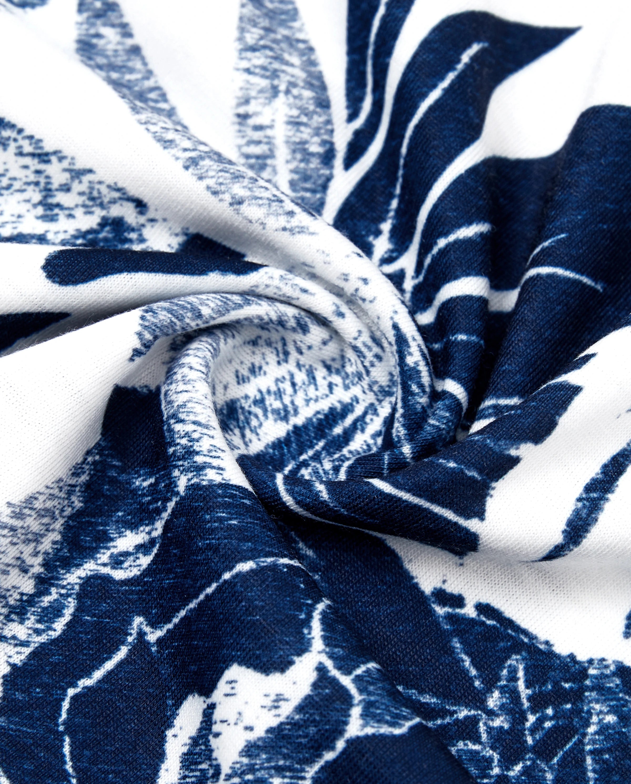 Family Matching Cotton Tee Flora Print Splicing Shirt or Tank Dress Deep Blue
