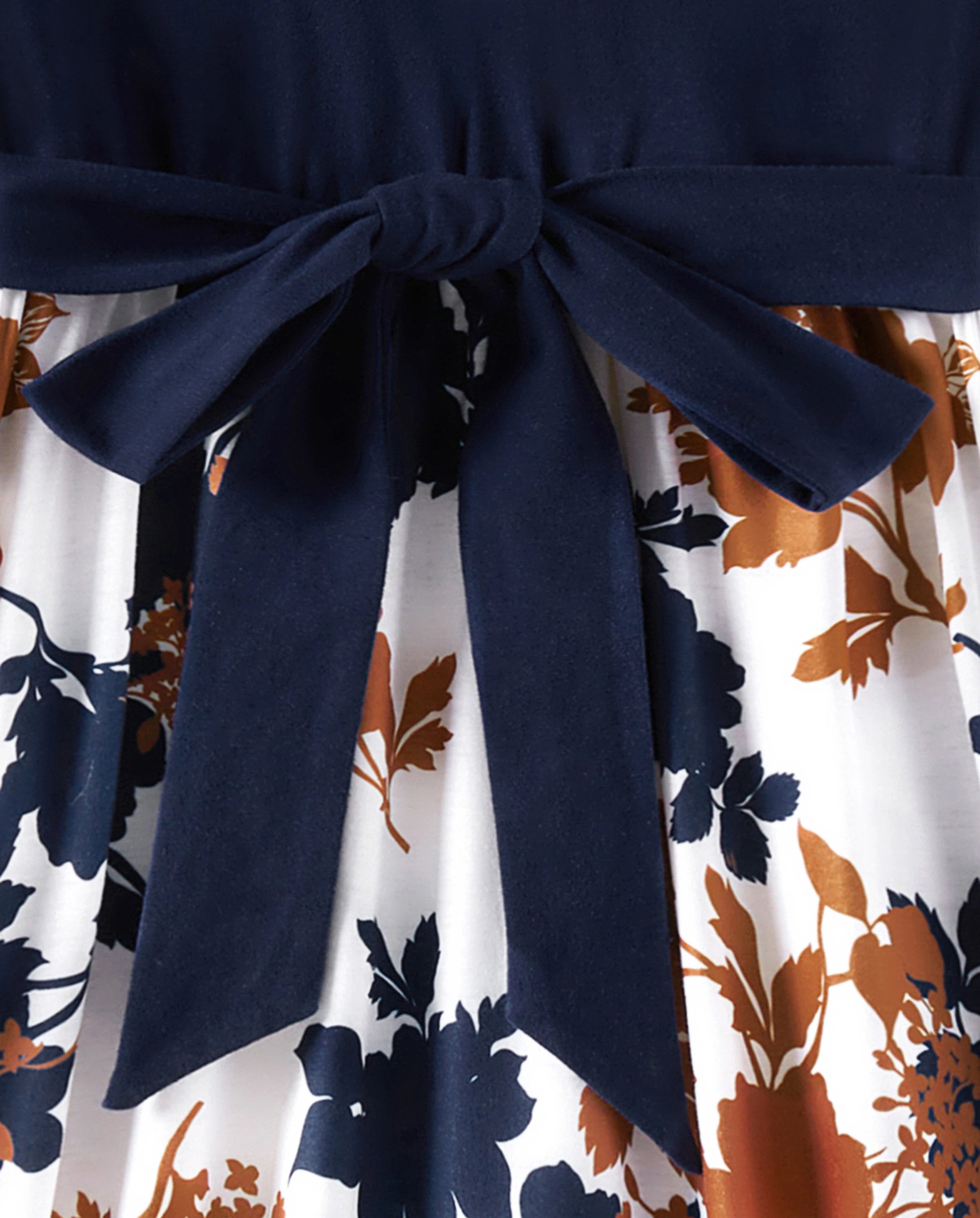 Family Matching Casual Dress or T-Shirt, Solid Color, Fabric Stitching royalblue
