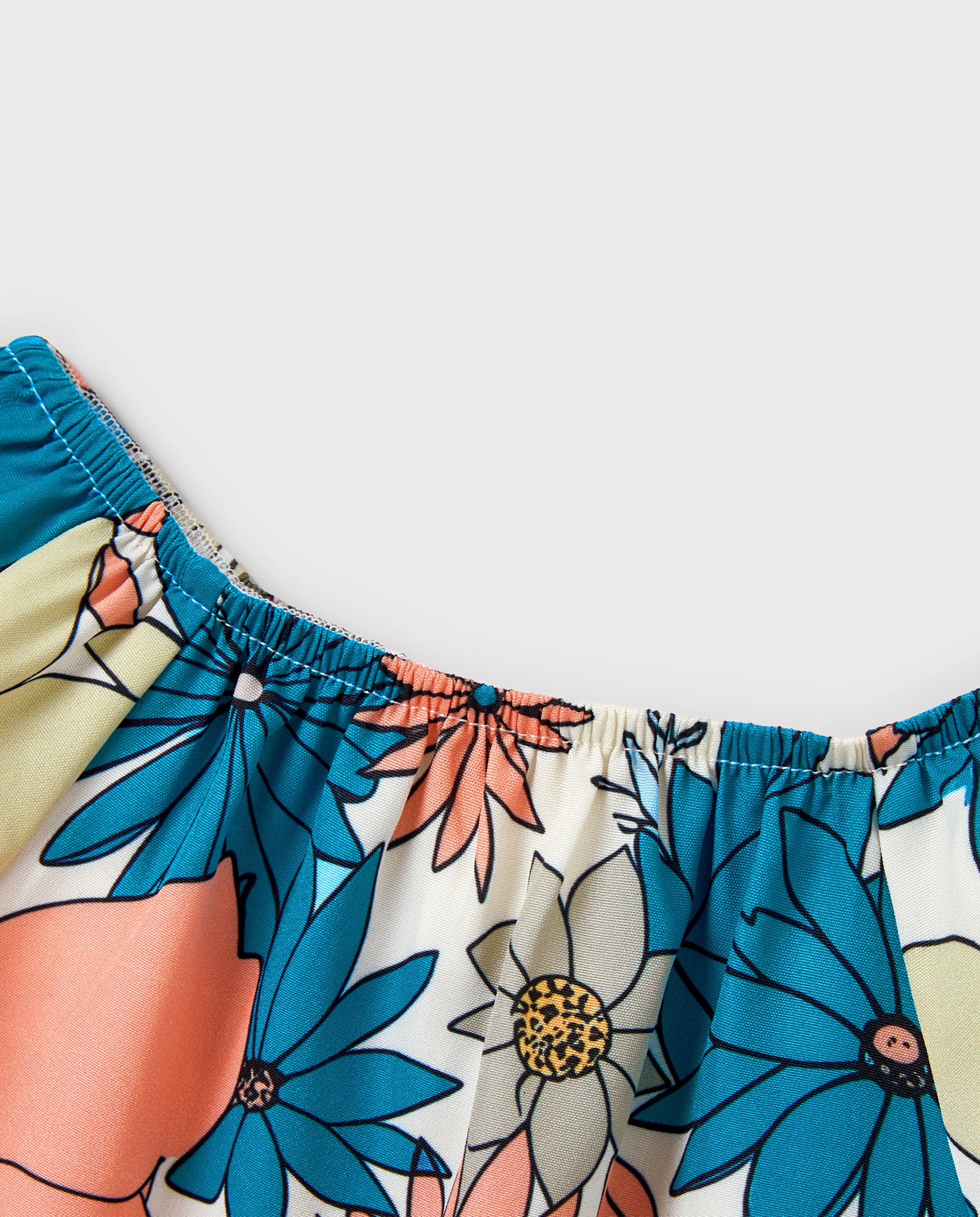 Family Matching Set Sun Flower Print Short-sleeve Collar Shirt or White Camisole Top and Flower Wide-leg Pants Set for Summer Vacation  Multi-color