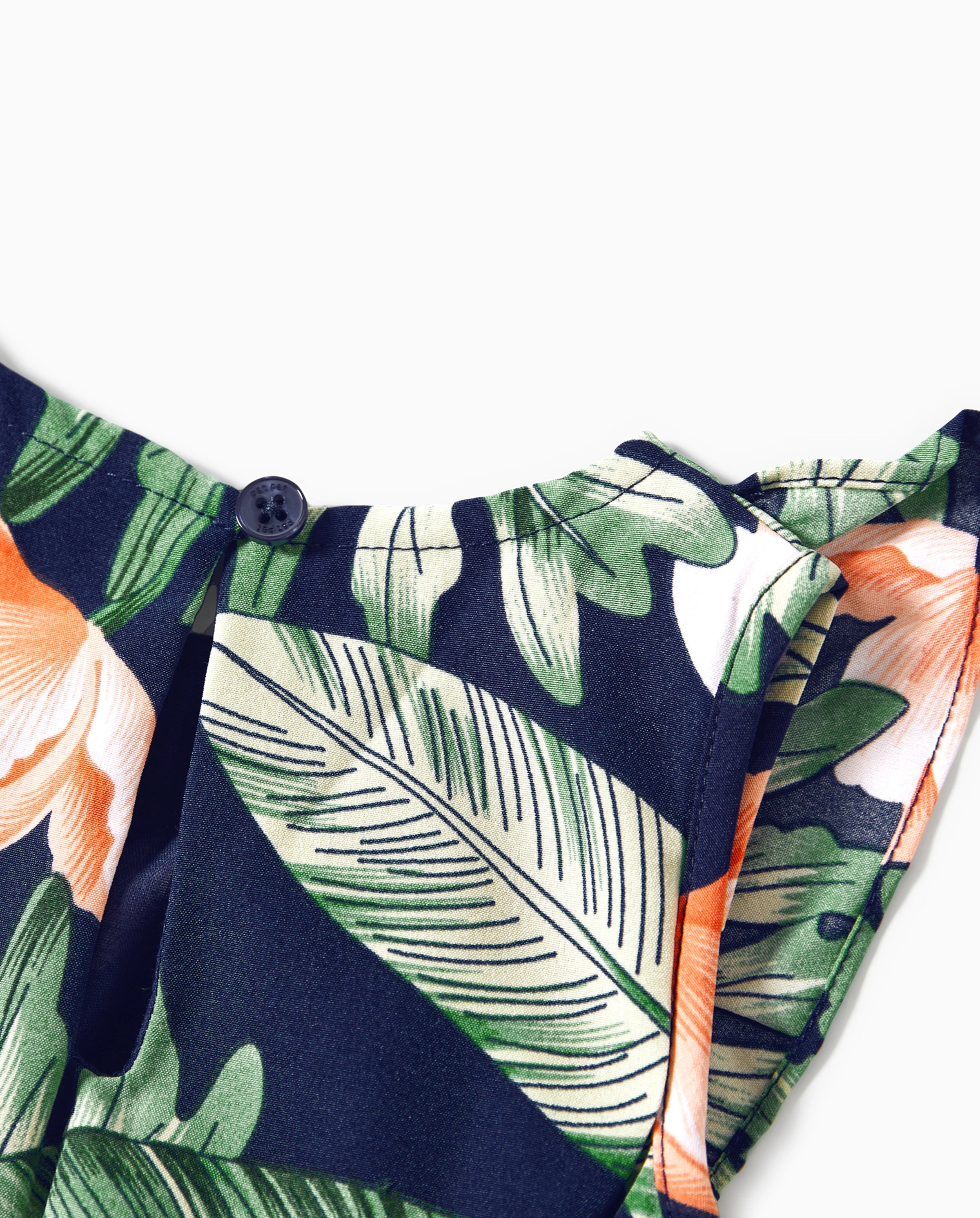 Family Matching Sets Floral Panel Short-sleeve T-shirts or All Over Floral Print V Neck Spaghetti Strap Midi Dresses with Hidden Snap royalblue
