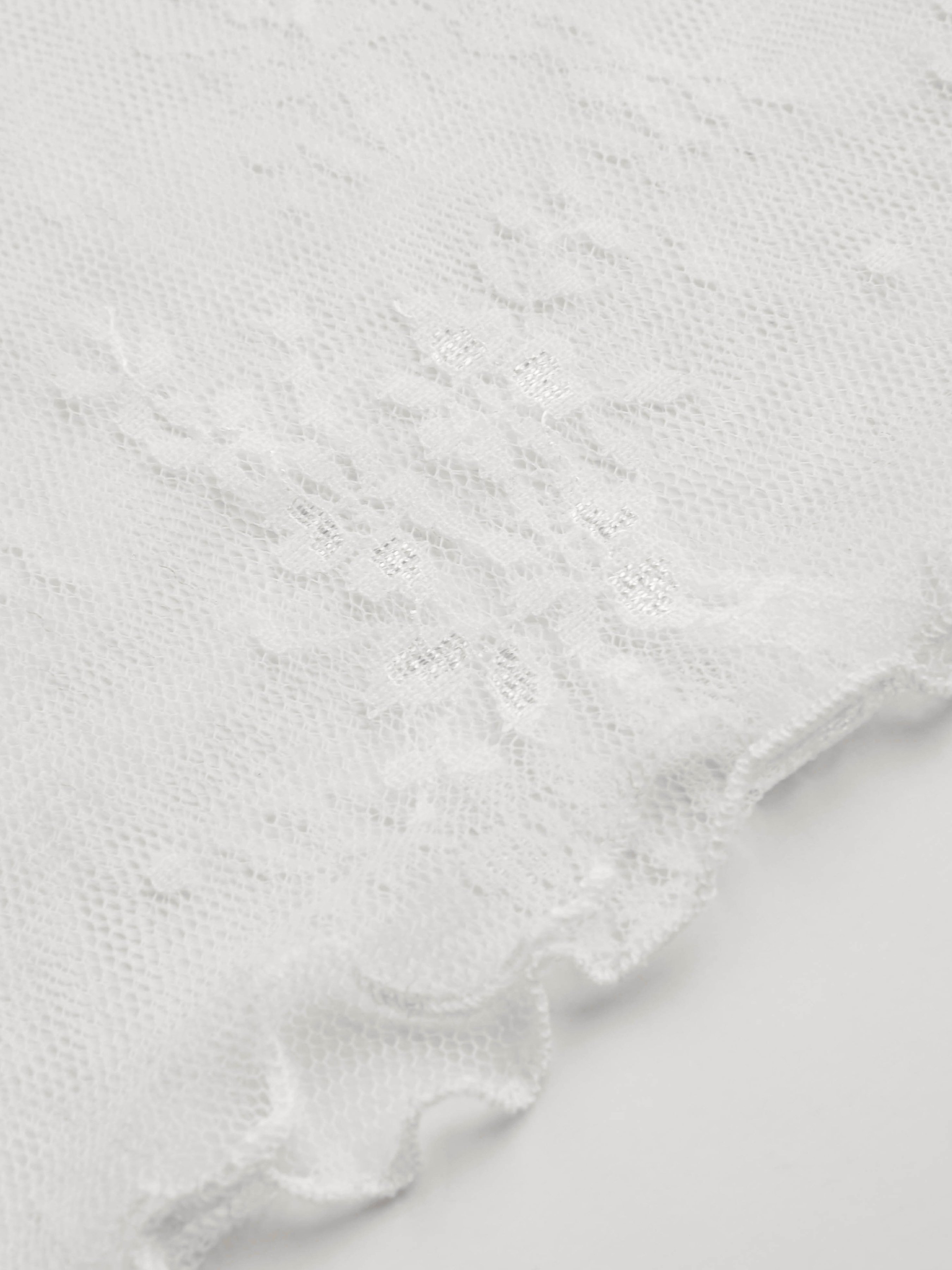 Lace High Neck Lace Long Sleeve Top — White