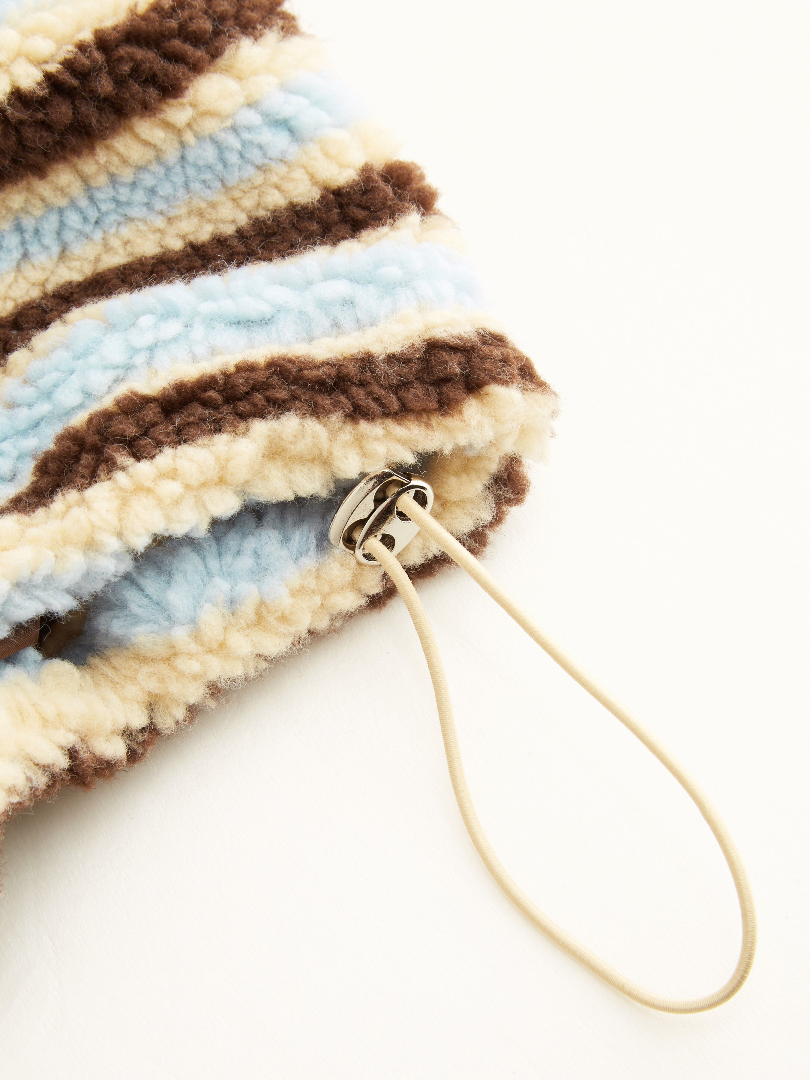 Fleece Stripe Stand Collar Drawstring Half Zip Oversized Sweatshirt — Sky Blue