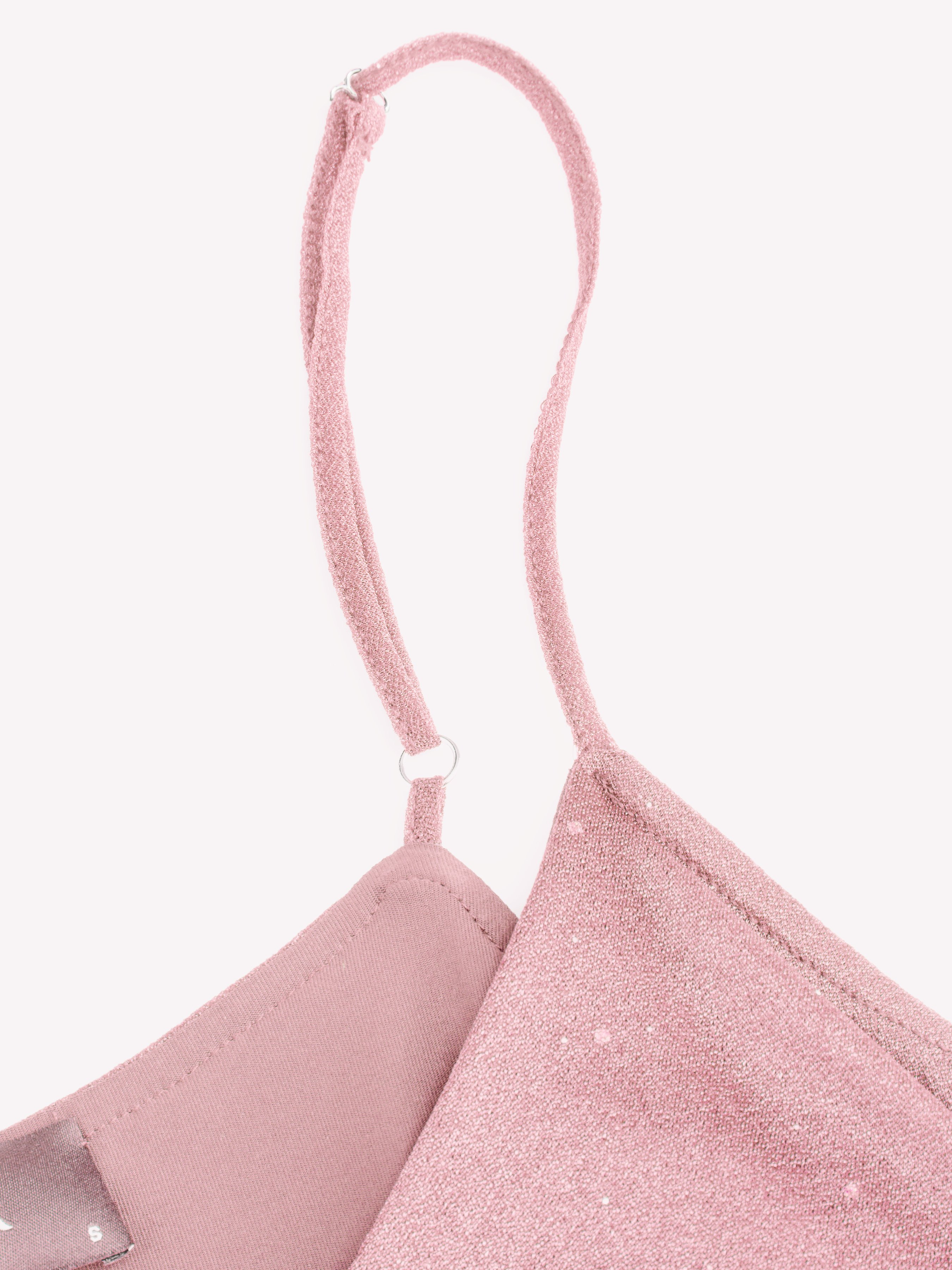 Sequin V-Neck Halter Ruffled Hem Oversized Mini Dress With Scarf — Pink