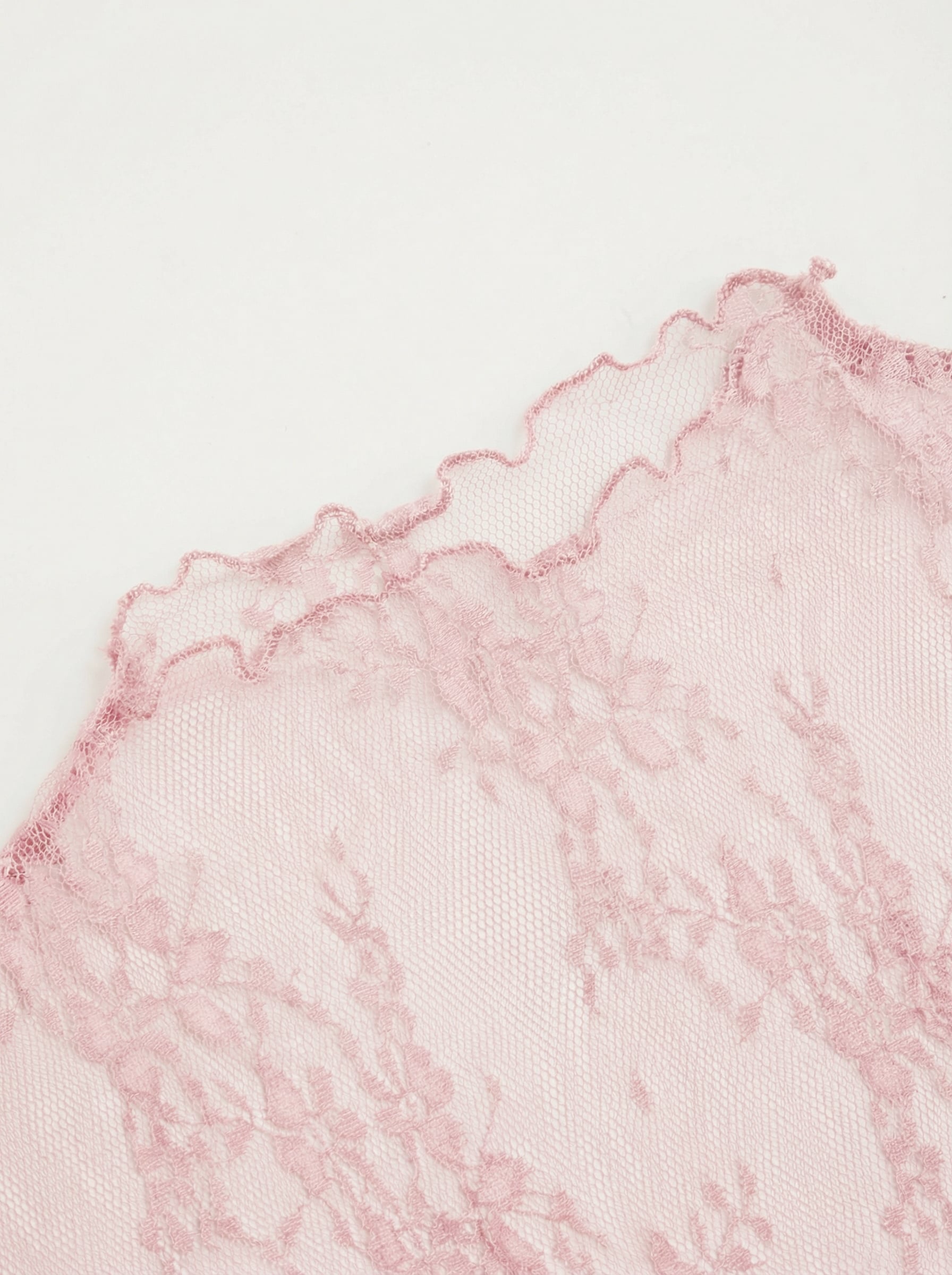 Lace High Neck Lace Long Sleeve Top — Peach Pink
