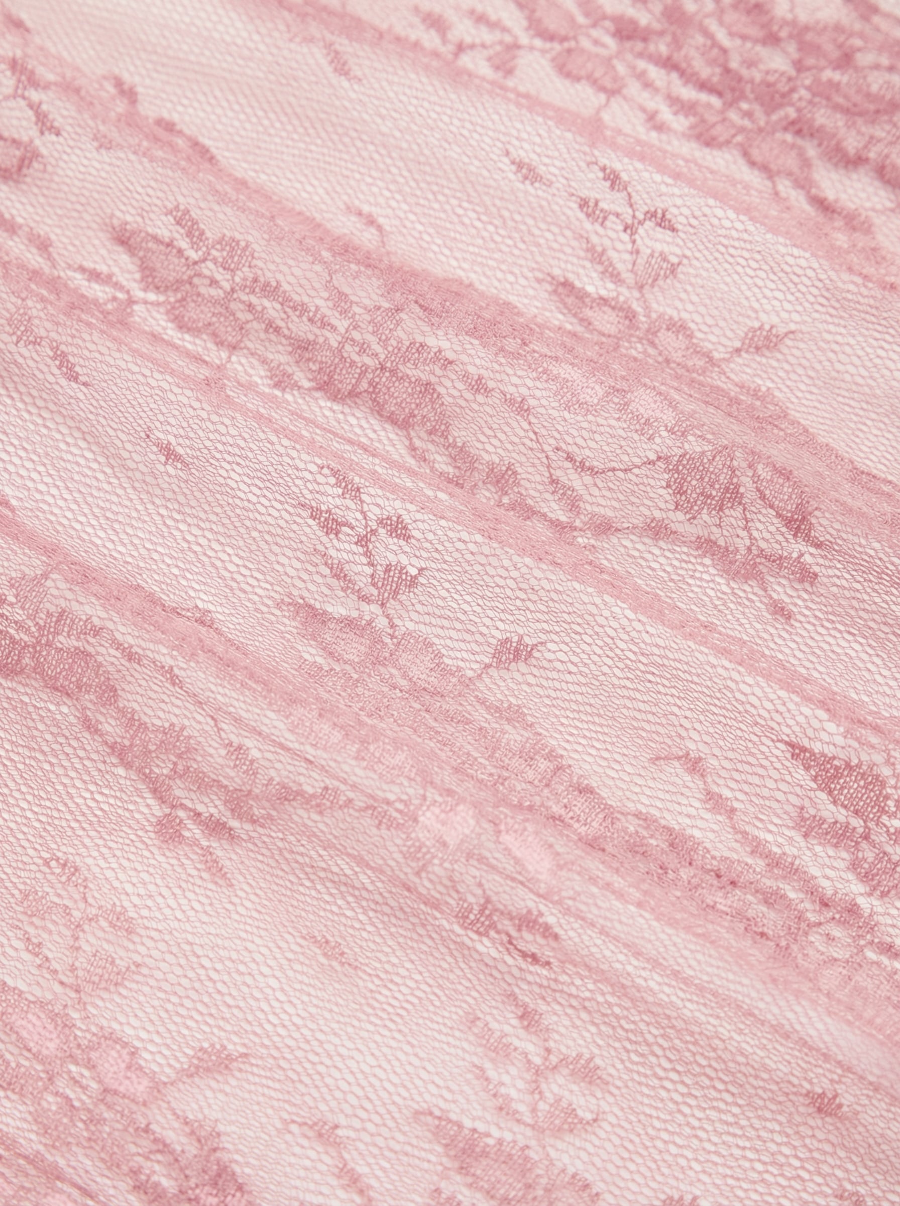 Lace High Neck Lace Long Sleeve Top — Peach Pink