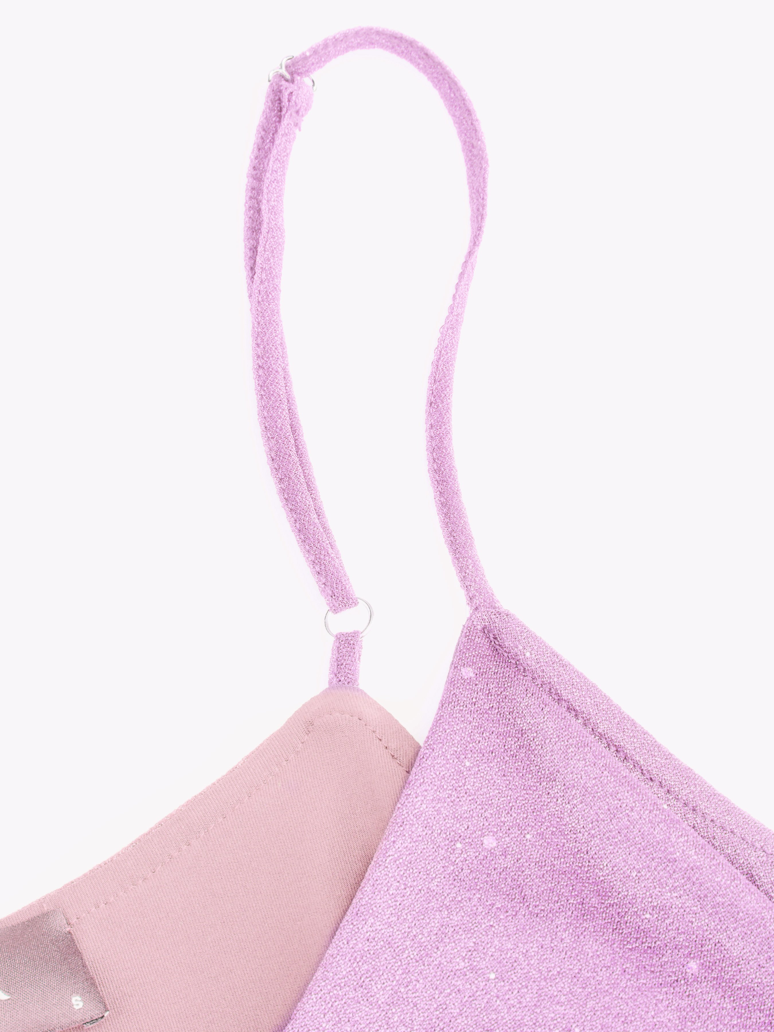 Sequin V-Neck Halter Ruffled Hem Oversized Mini Dress With Scarf — Violet