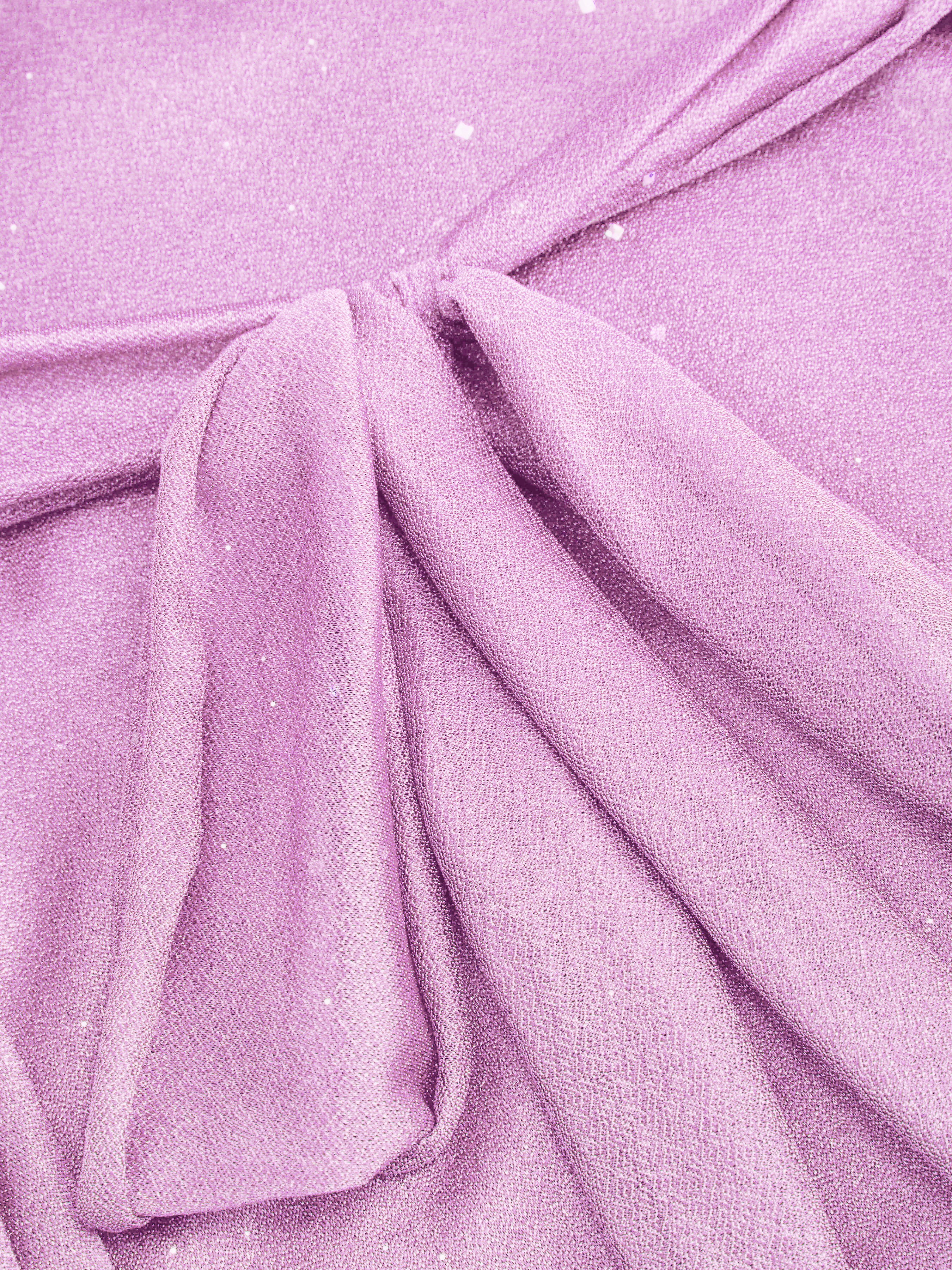 Sequin V-Neck Halter Ruffled Hem Oversized Mini Dress With Scarf — Violet