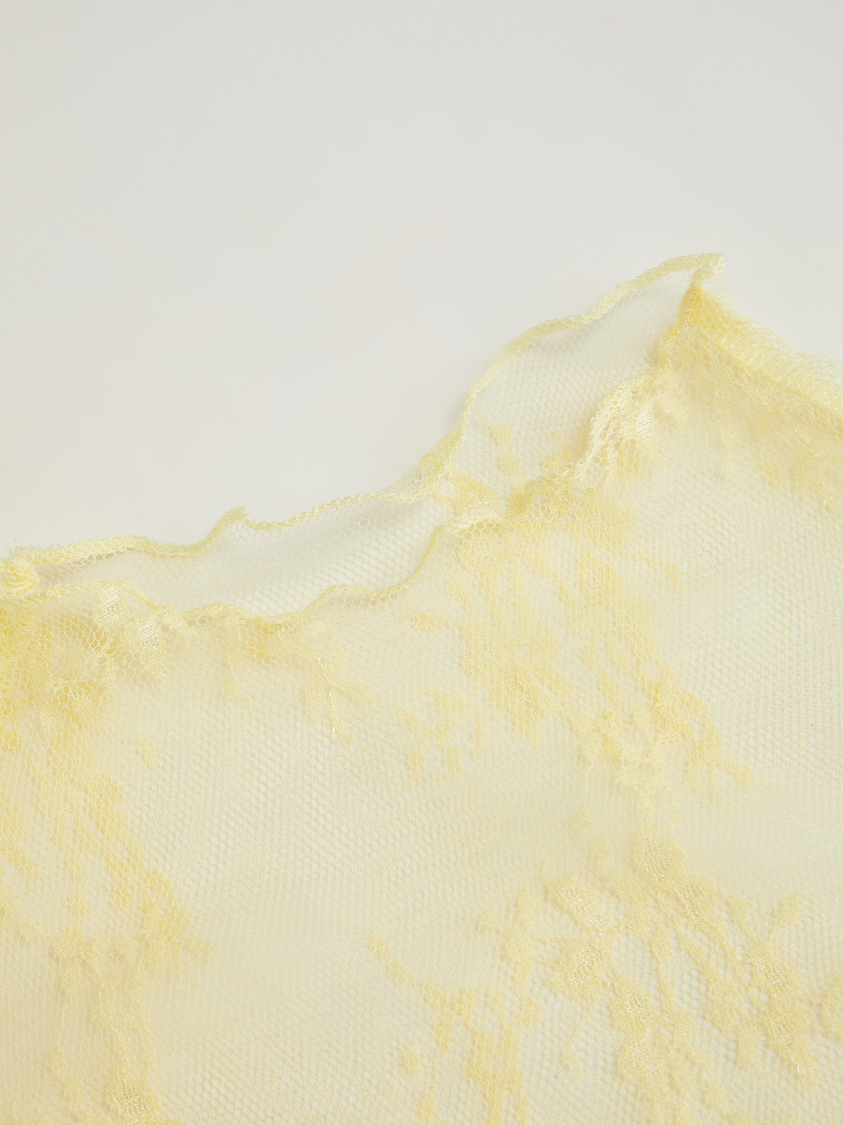 Lace High Neck Lace Long Sleeve Top — Yellow