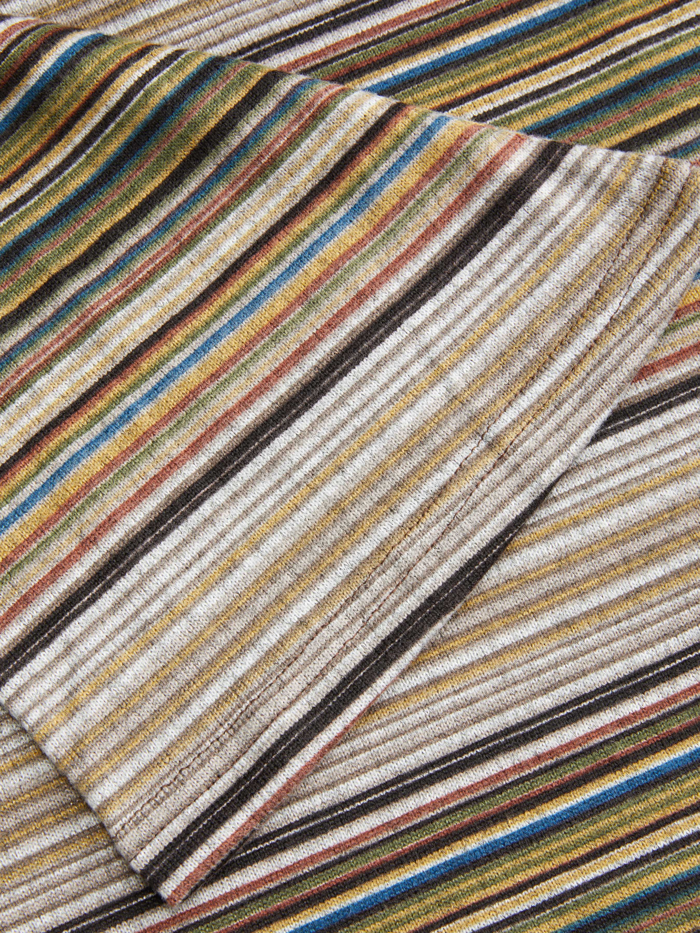 Striped Boat Neck Bell Sleeve Slim Tee — Khaki