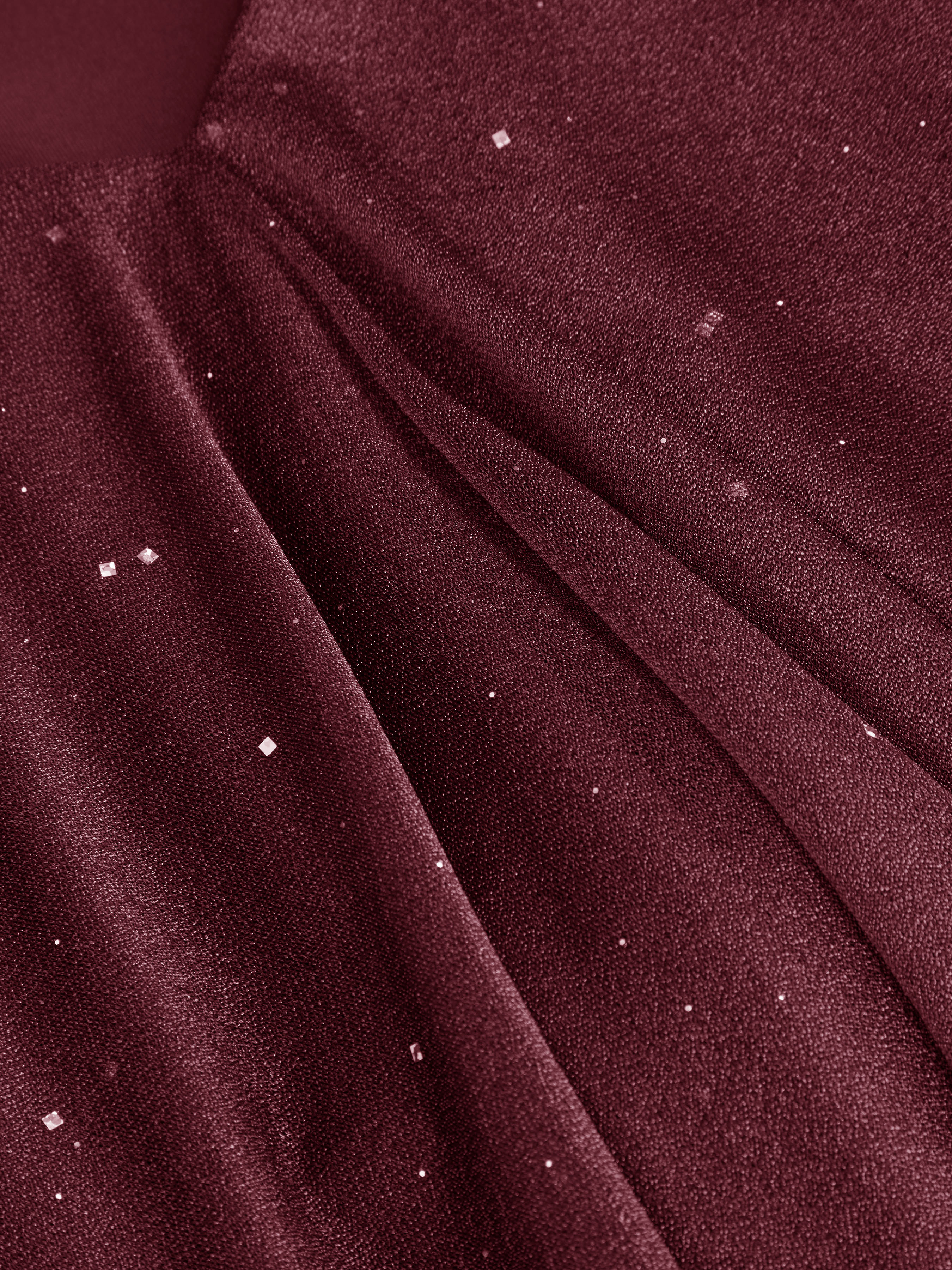 Sequin V-Neck Halter Ruffled Hem Oversized Mini Dress With Scarf — Burgundy