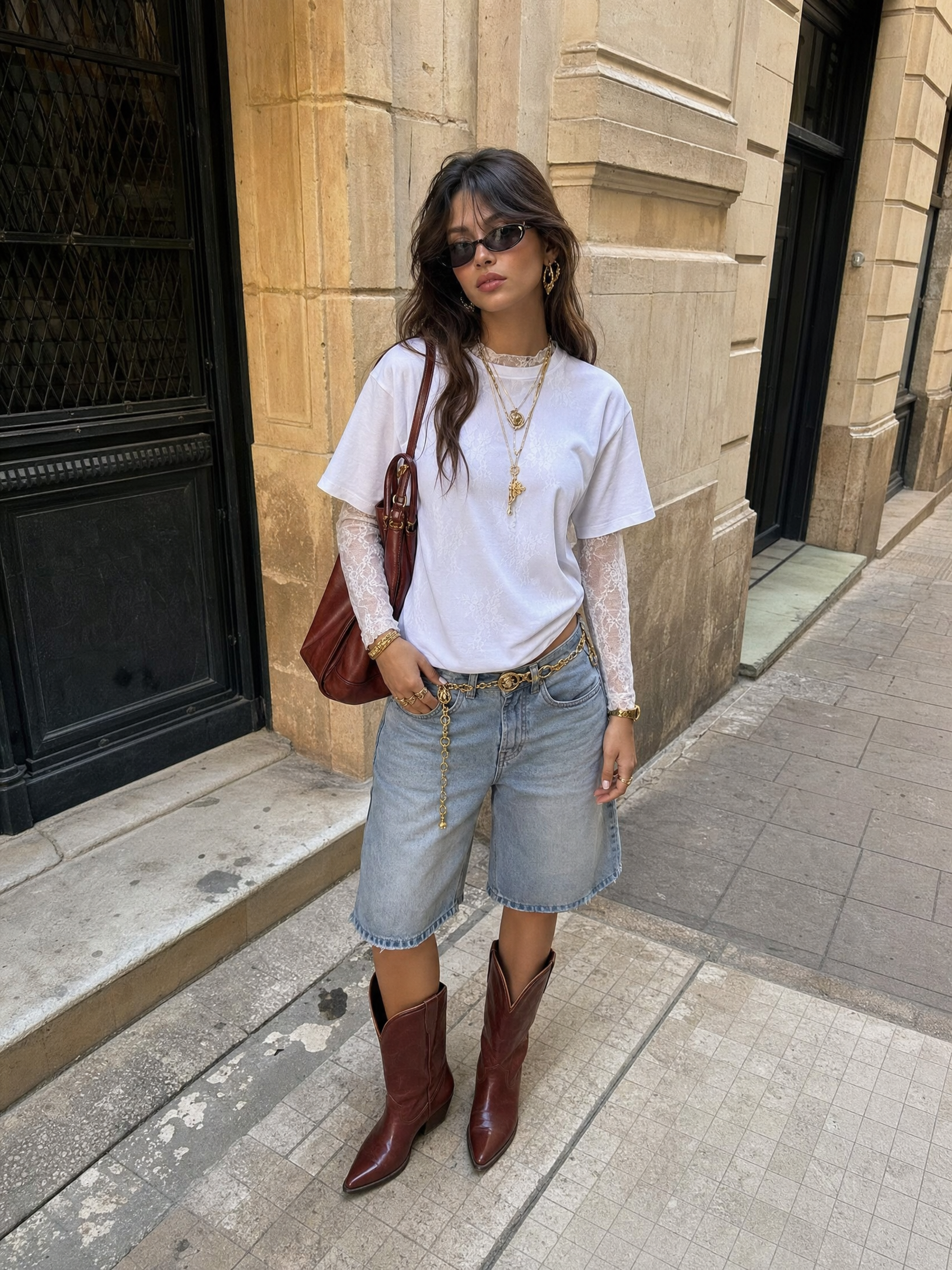 Lace High Neck Lace Long Sleeve Top — White